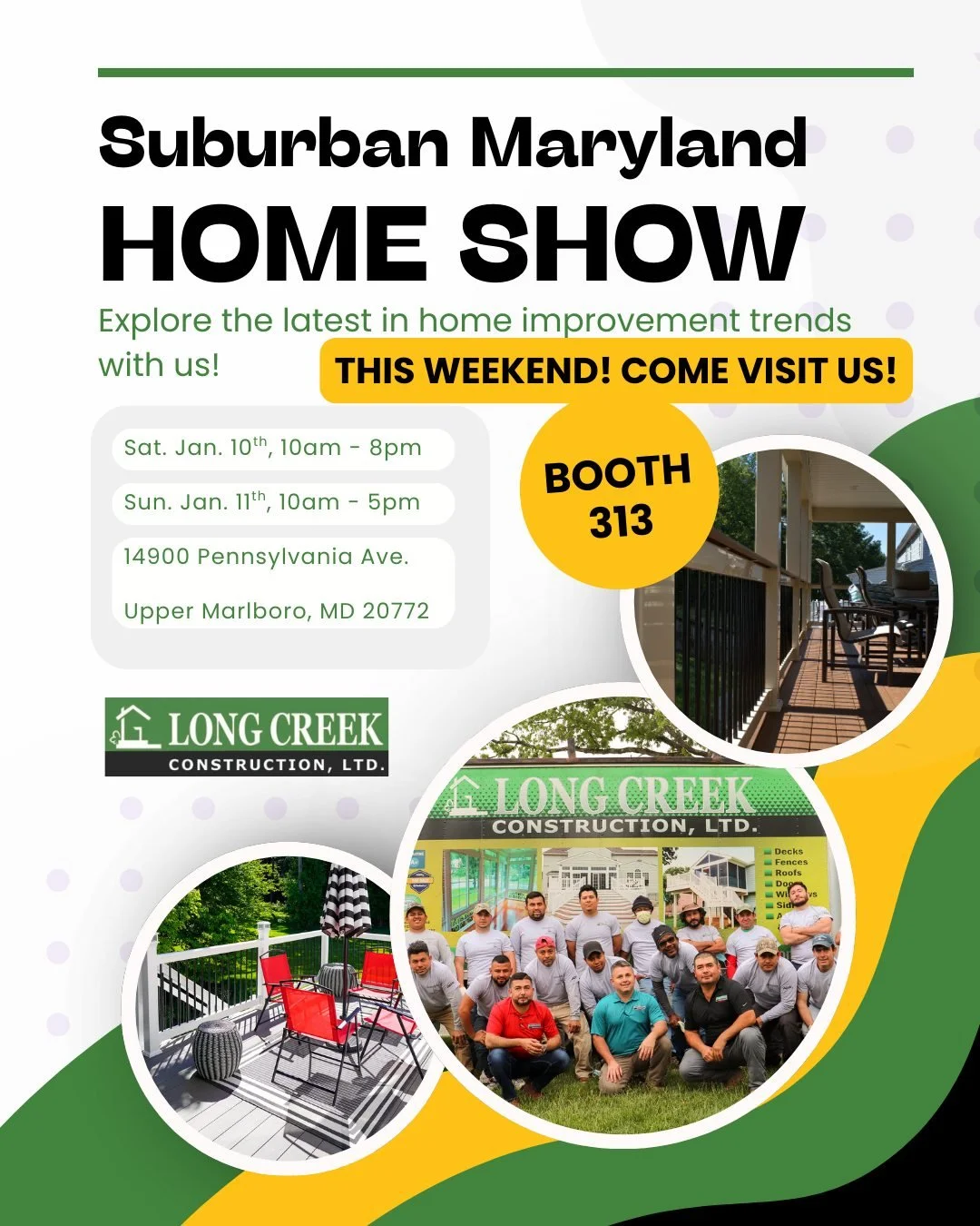 Don't forget, we'll be at the Suburban Maryland Home Show THIS WEEKEND! You won't want to miss out on this opportunity to discover the latest in home improvement trends and discuss your dream project with our project managers. We're looking forward t