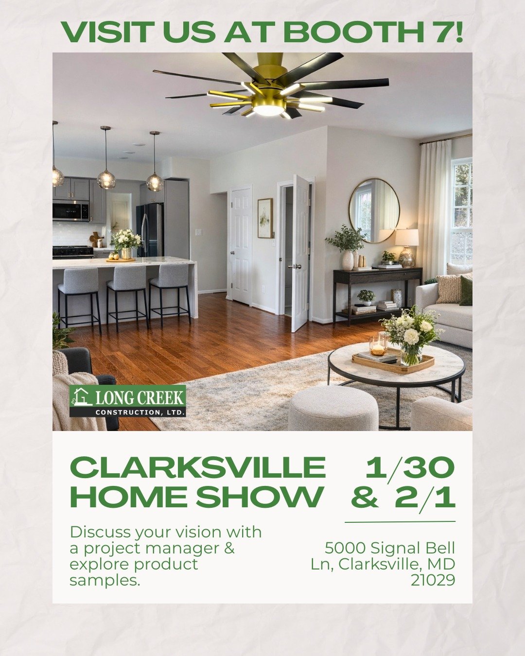 Come join us at the Howard County Home Expo this weekend in Clarksville! We'll be waiting for you at Booth 7 - right in front of the entrance! Don't miss this opportunity to meet with our experienced project managers. 

Date: Saturday, 1/30 &amp; Sun