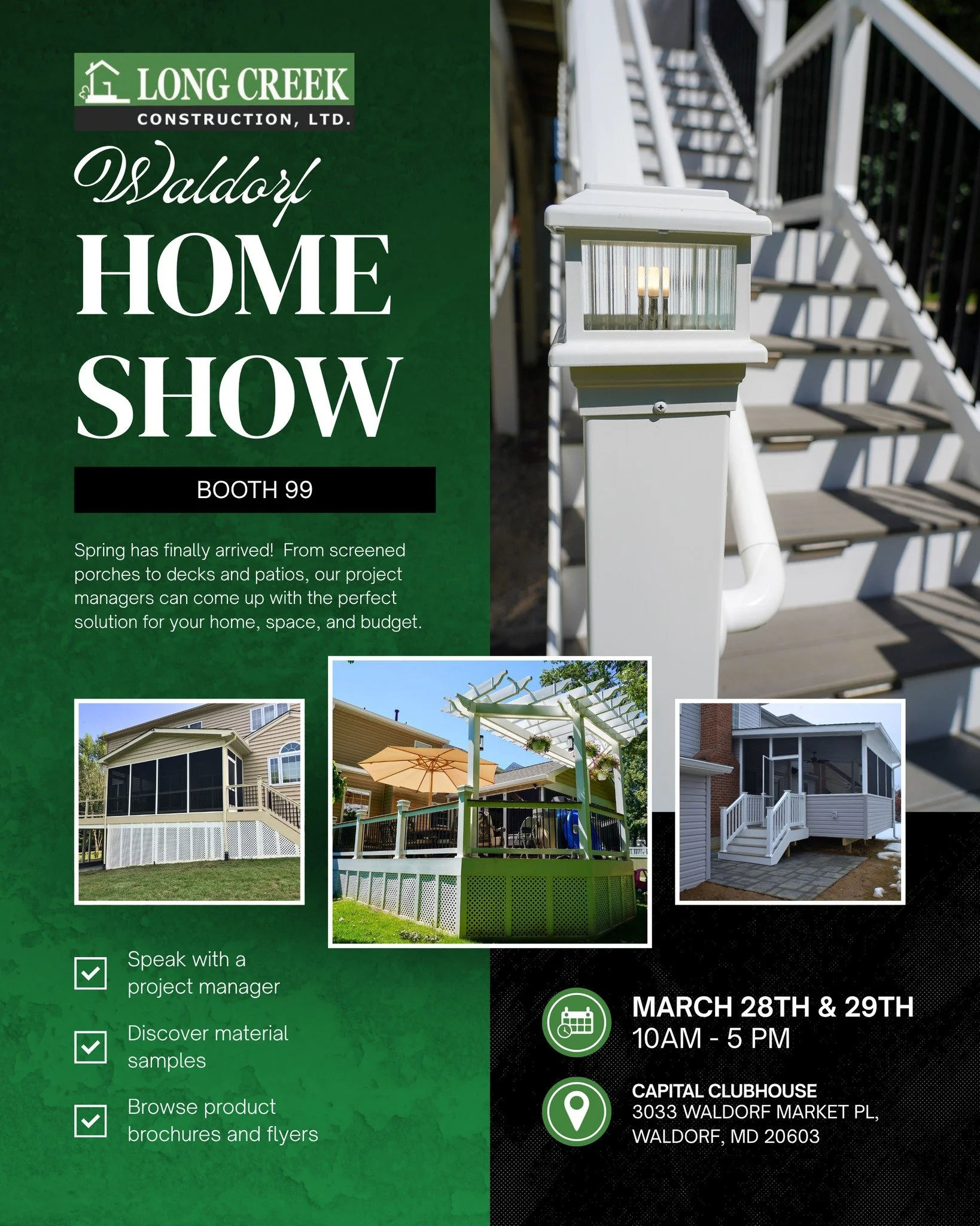 Spring has finally arrived! Looking to upgrade your home for the season? From screened porches to decks and patios, our project managers can come up with the perfect solution for your home, space, and budget. Let us do the hard work so that you can s