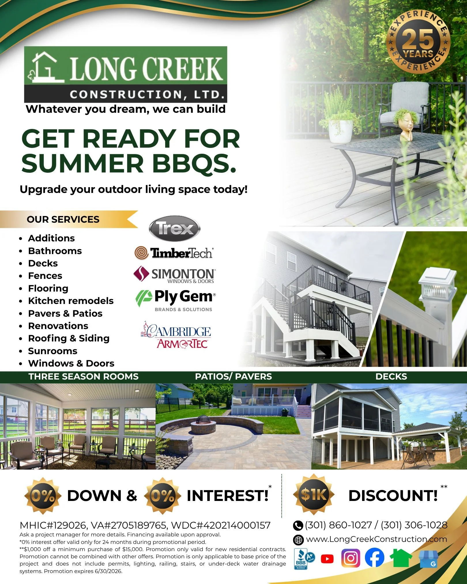 The best time to start your ideal outdoor living project was yesterday, the second best time is now. Schedule your free estimate and upgrade your backyard so you can host the whole family this summer!

Book an estimate now and receive:

0% down at 0%