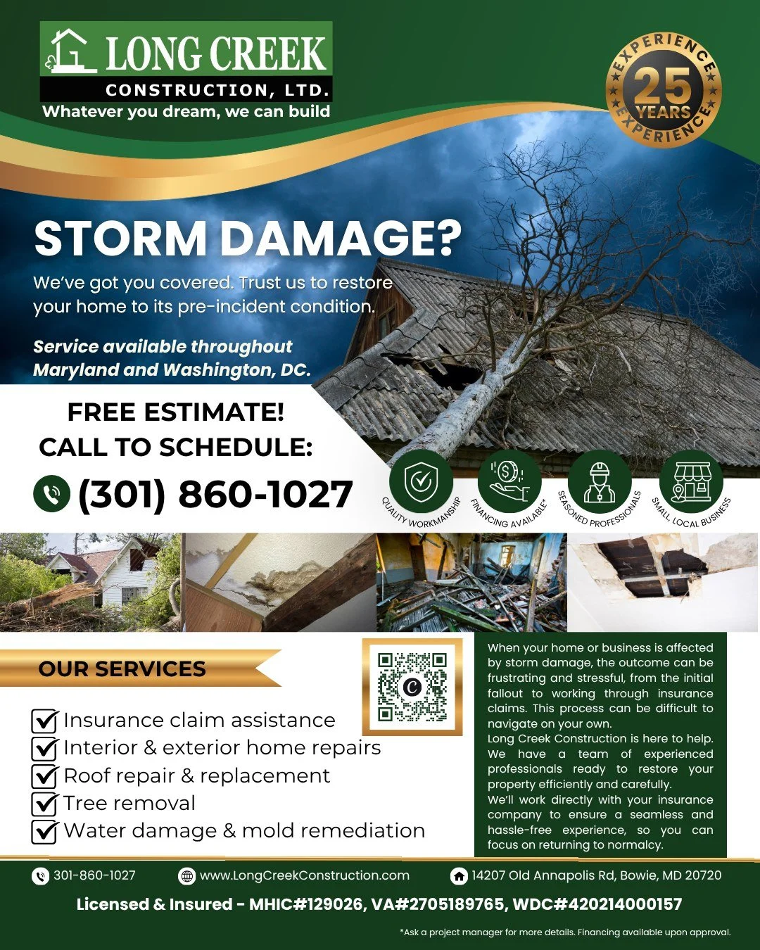 We hope you and your loved ones are safe! If your home was damaged by the recent storm, our team is ready to help you recover quickly and safely.

We provide comprehensive construction and restoration services, including: insurance claim assistance, 
