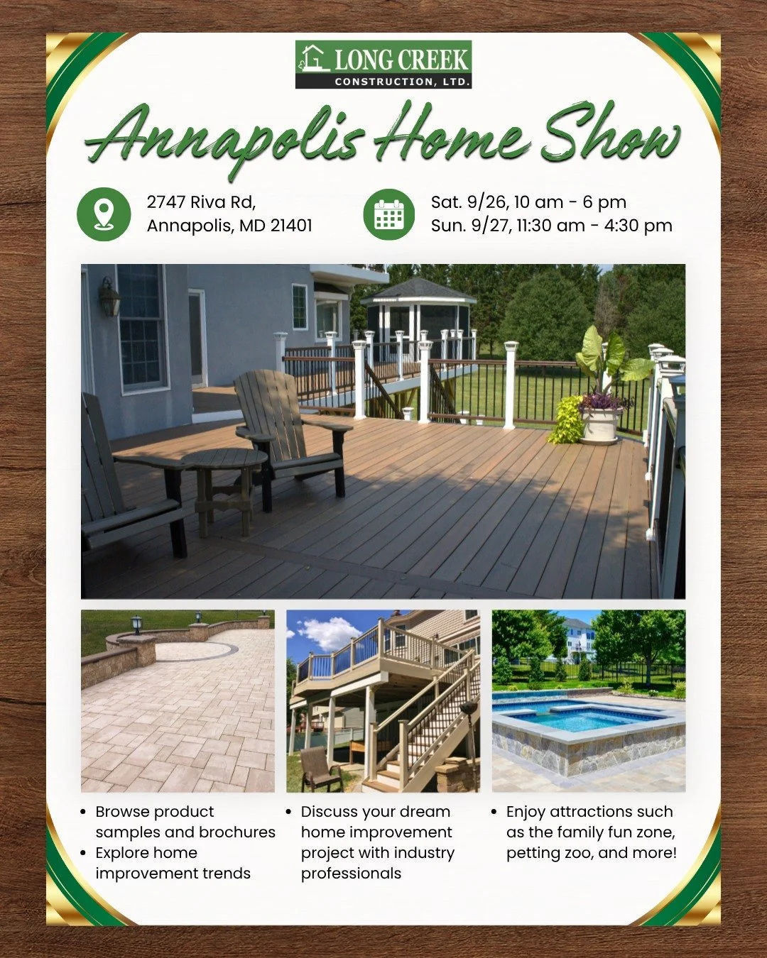 You're invited! Come visit us at the Annapolis Home Show next weekend! 🛠️✨

At the home show you'll be able to browse product samples and brochures, discuss your home improvement project with our team, and more. Plus, admission is FREE! There will a