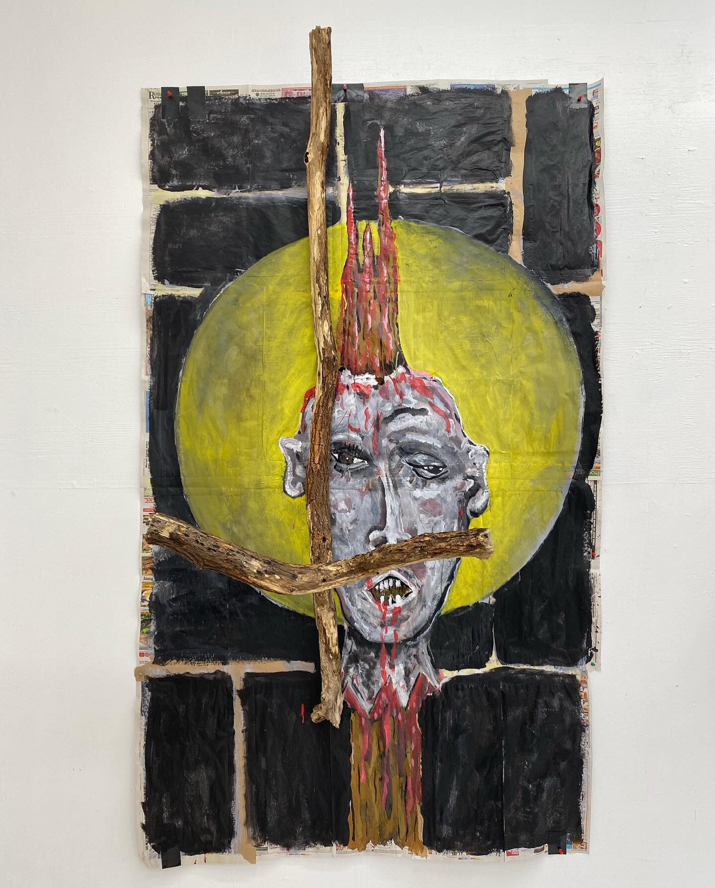 Head Strong - 47&rdquo;x80&rdquo; - acrylic and latex on newspaper, tape and wood 
.
..
&hellip;
#jamesgreco #contemporaryart #contemporarypainting #headstrong #nyc #la