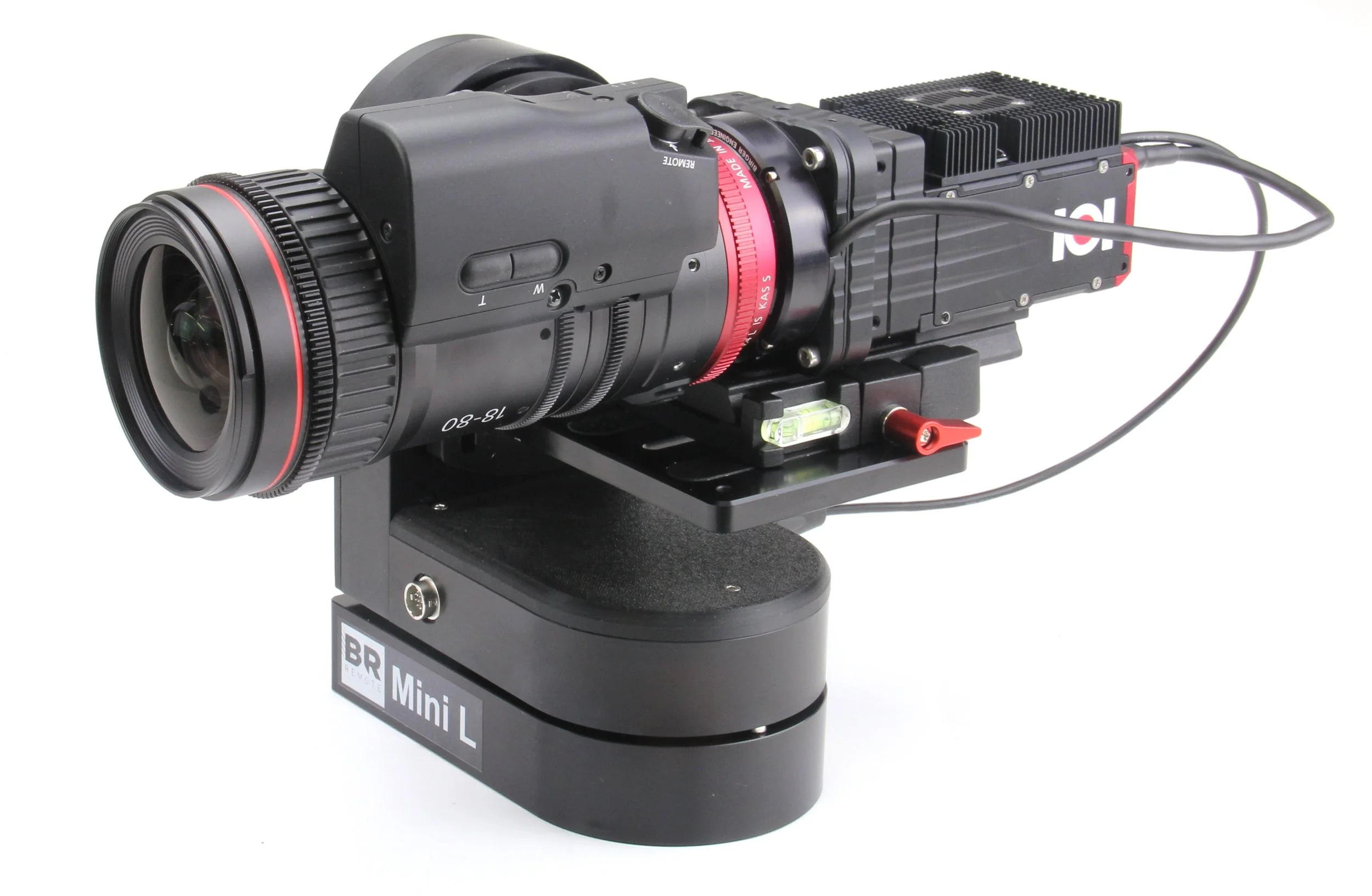 Mini L Remote Camera Head with a camera mounted on