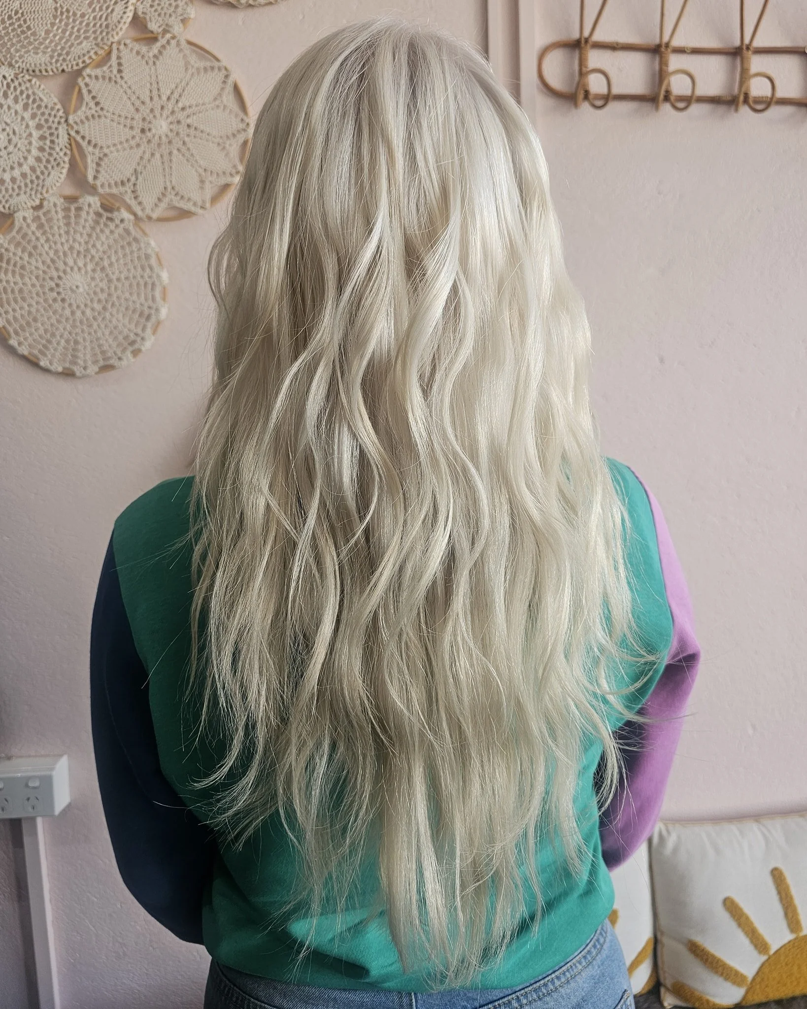 Living her best icy blonde life ✨ Creamy, cool, and flowing with effortless waves ❄️💕 #BlondeObsession #hair #adelaidehair #salon #warradale