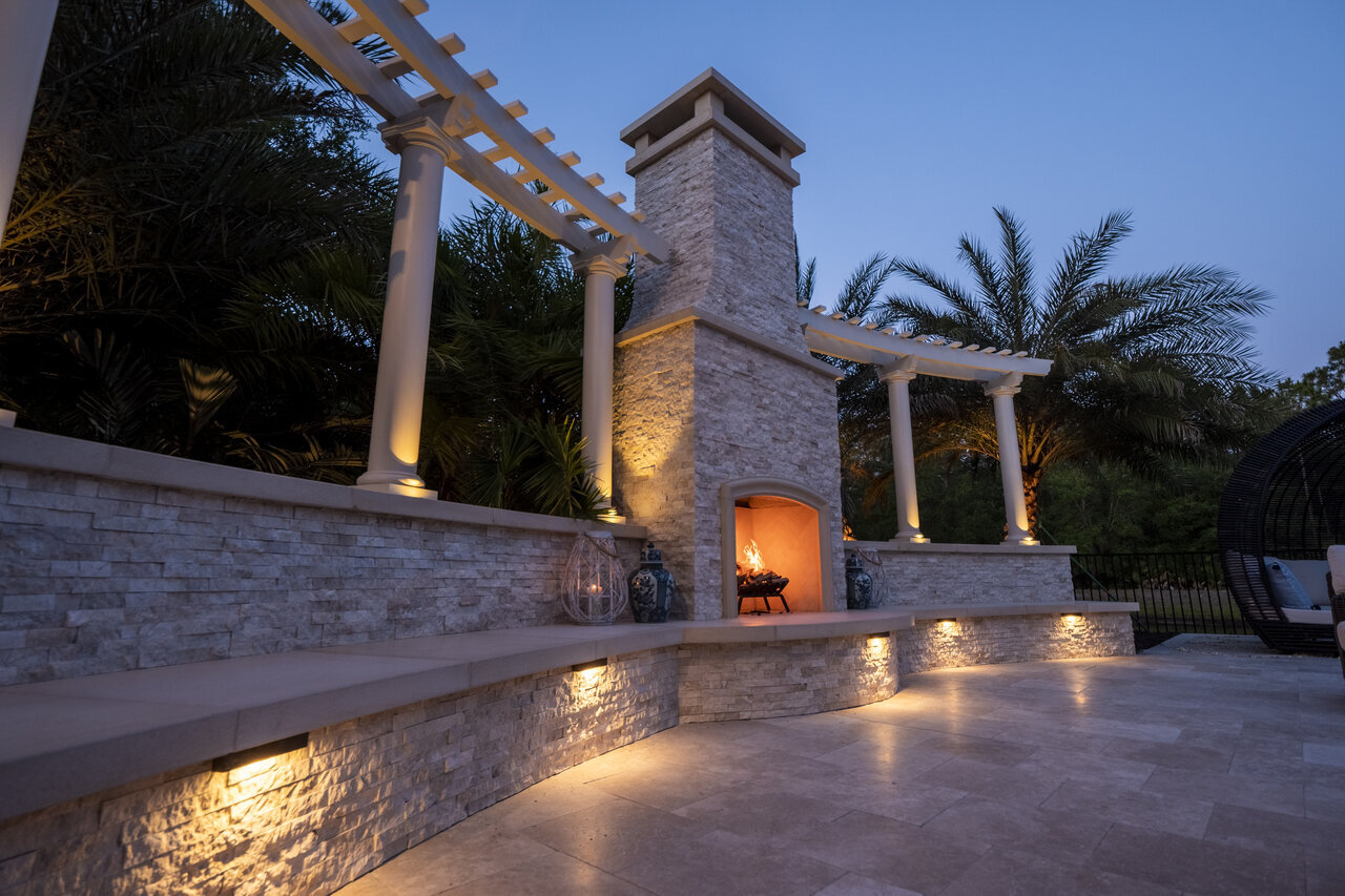 5 Outdoor Fireplaces To Light Up Your, Outdoor Fireplace Landscape Lighting