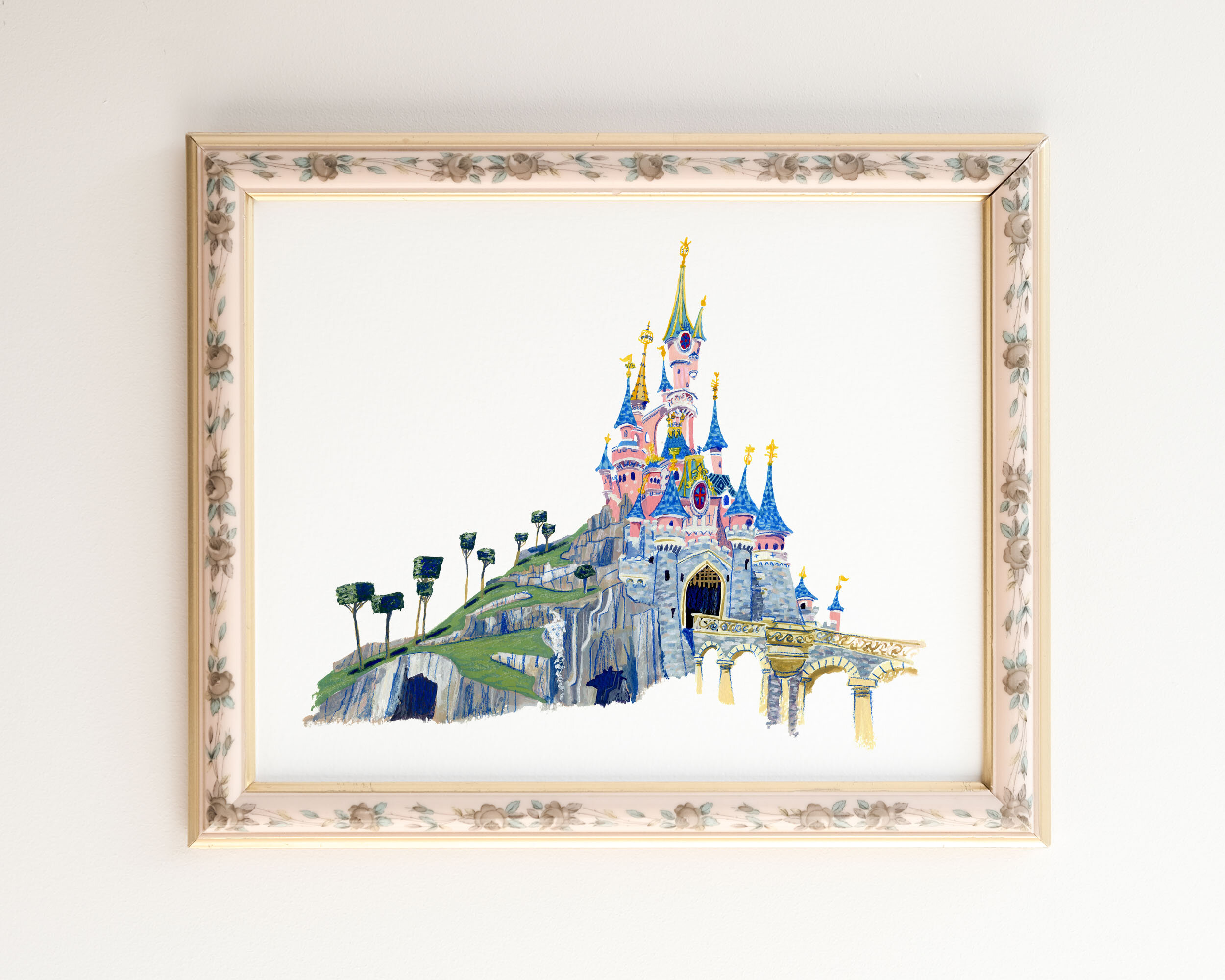 Vintage Disney Prints Polaroid Style Retro Disneyland Paris Print Sleeping Beauty Castle