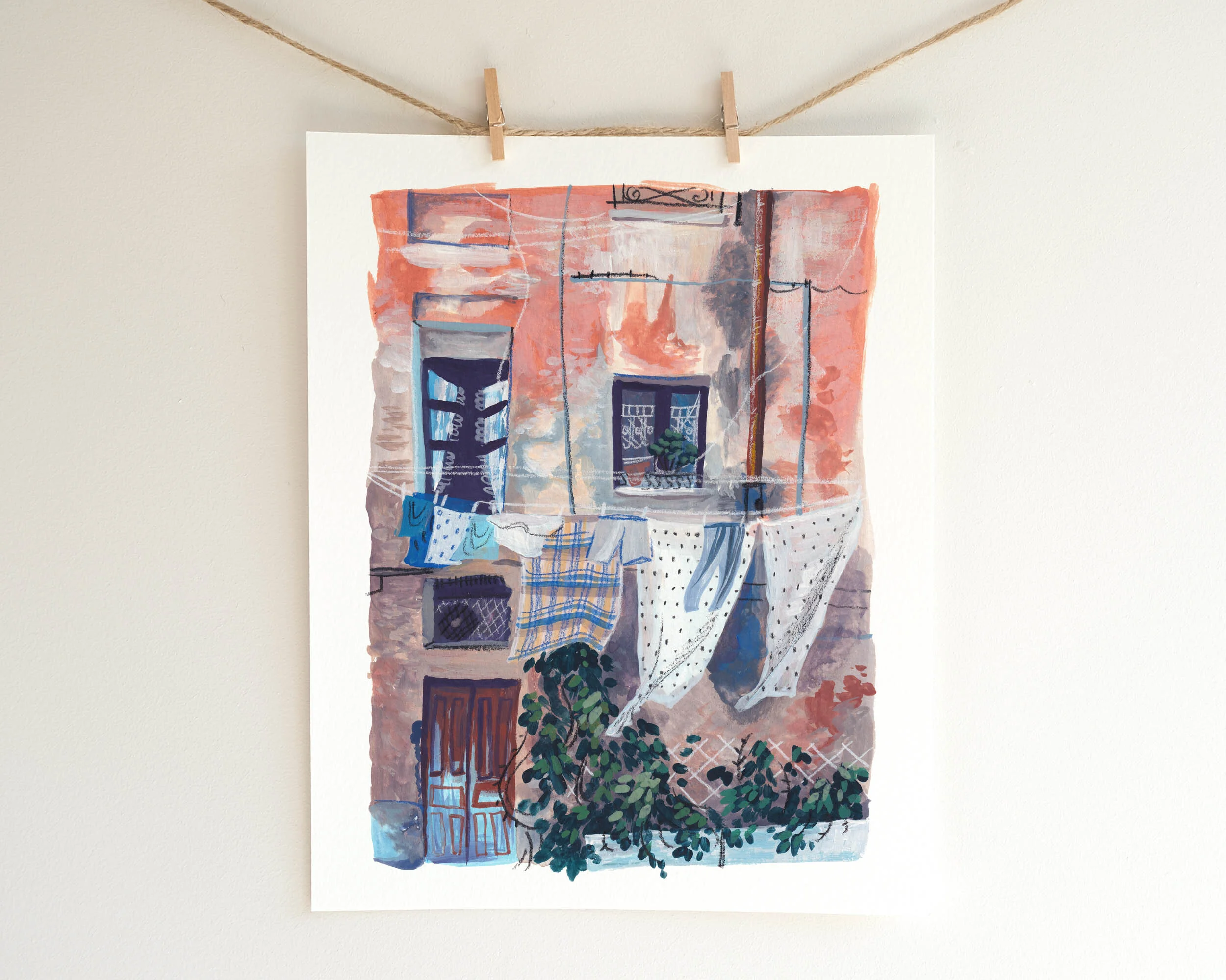 Italian Clothesline \\ Fine Art Print — Sarah Beth Hsieh Illustration