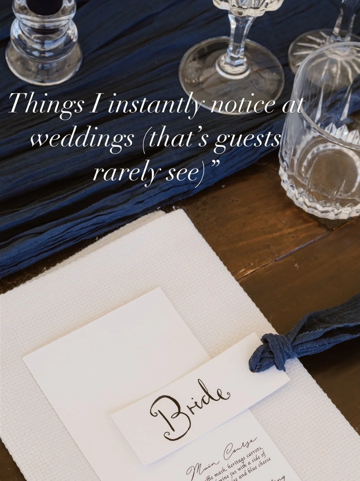 The spacing between tables.
How straight the chairs are. 
Where the bar is positioned.
How long guests are standing holding drinks.
Whether speeches are timed before people get hangry, or board, ek! 
Obviously I could go on. 

This is the stuff that 