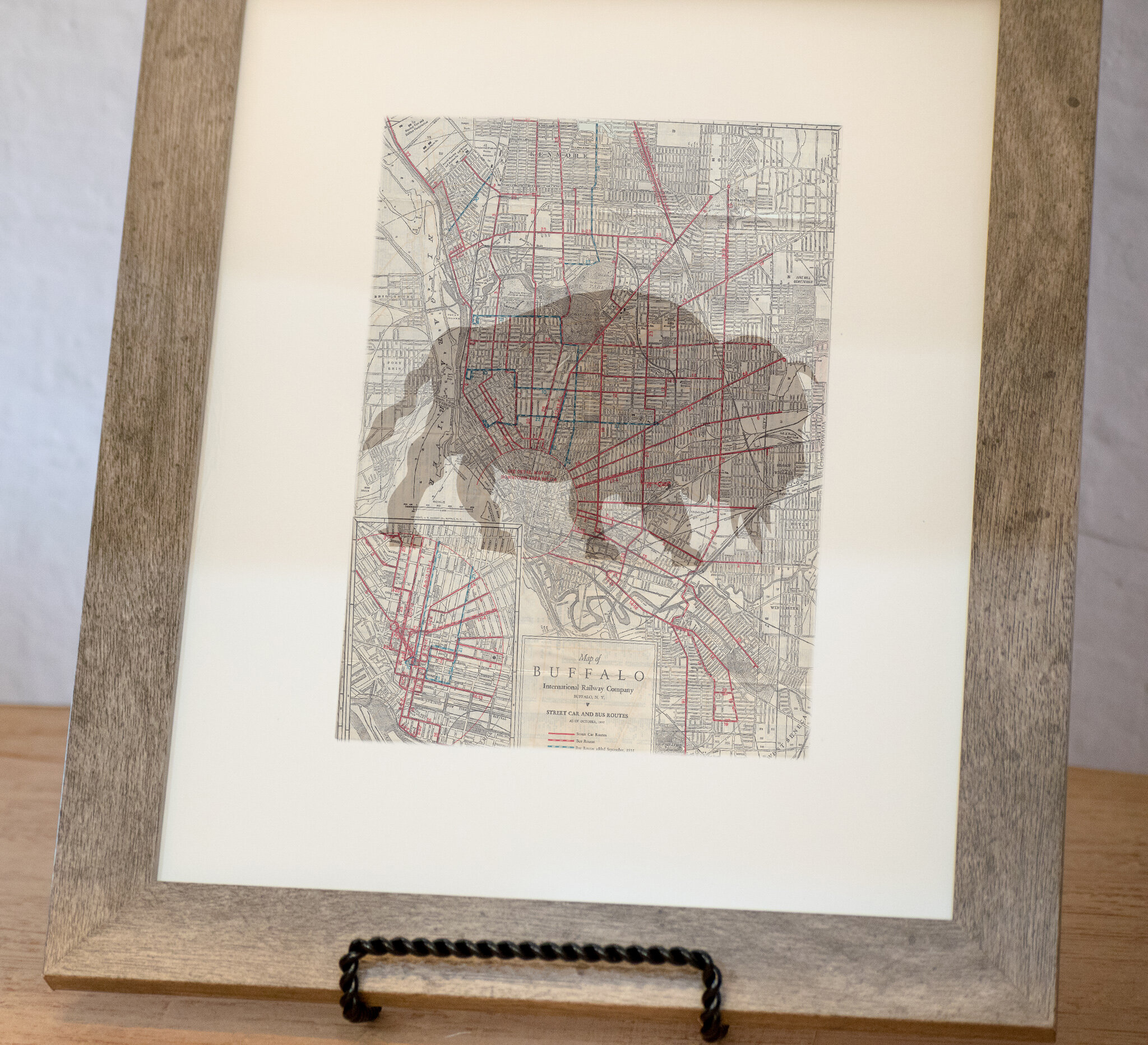 Vintage Buffalo NY Map with Buffalo Silhouette