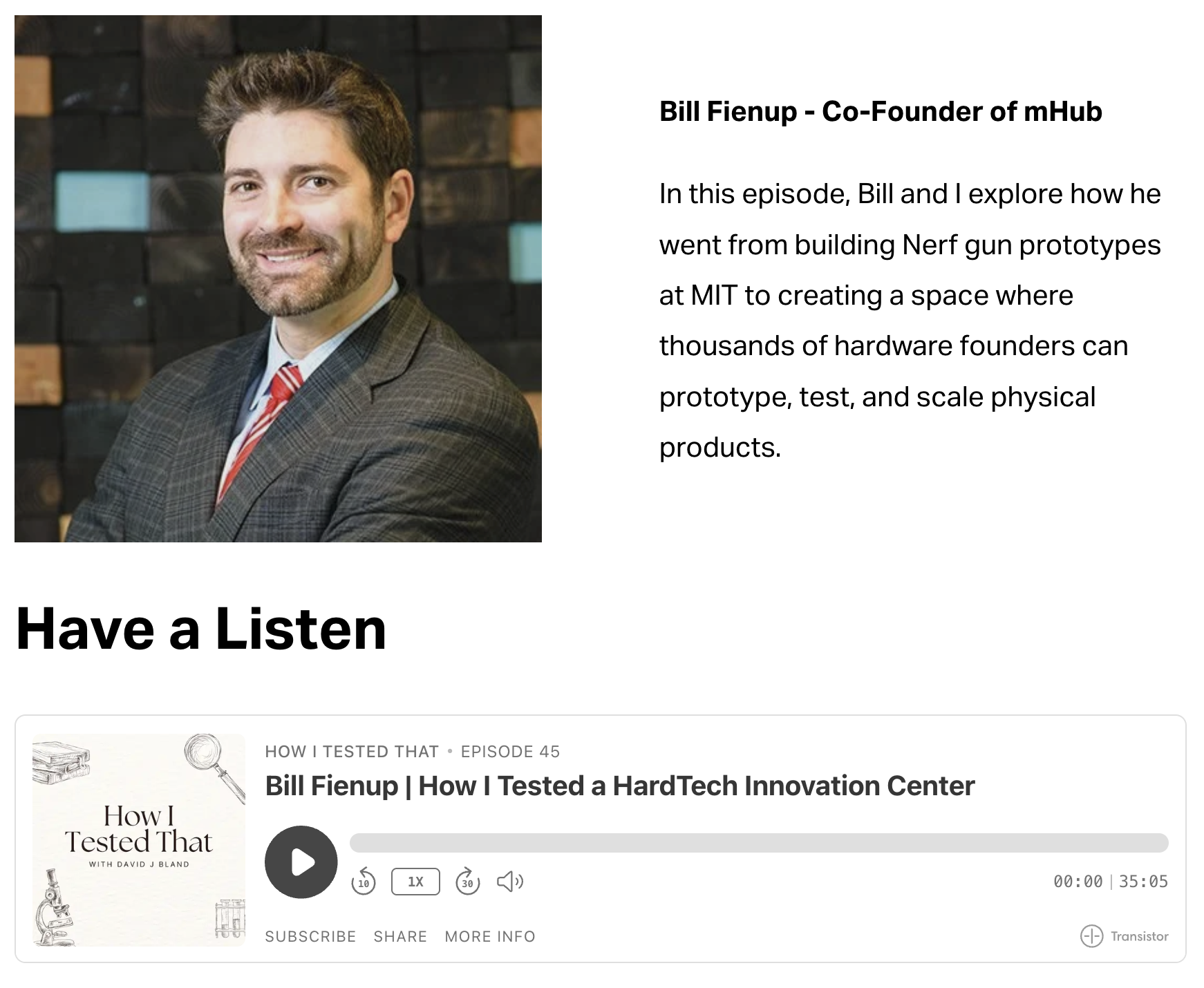 Bill Fienup | How I Tested a HardTech Innovation Center
