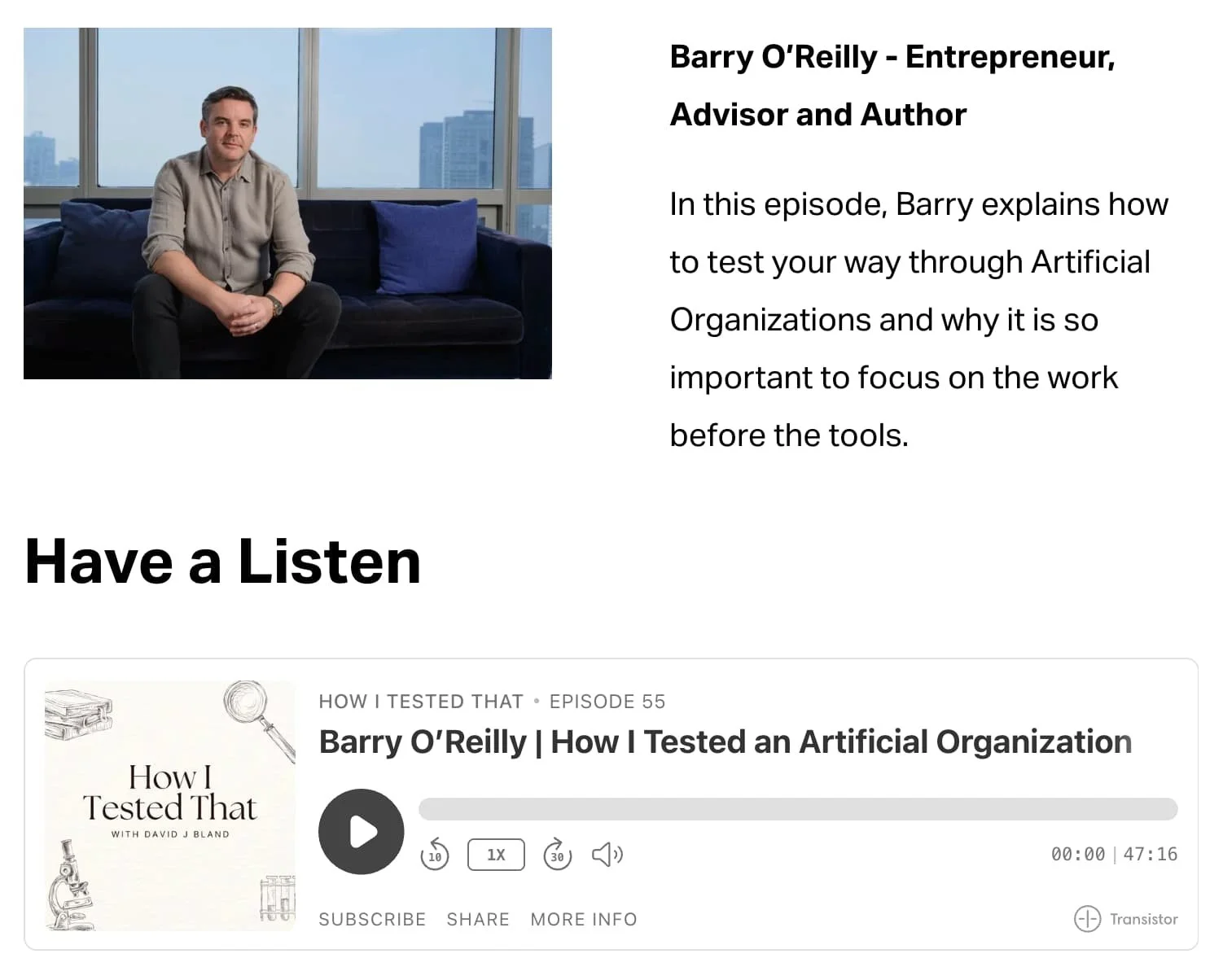 Barry O’Reilly | How I Tested an Artificial Organization