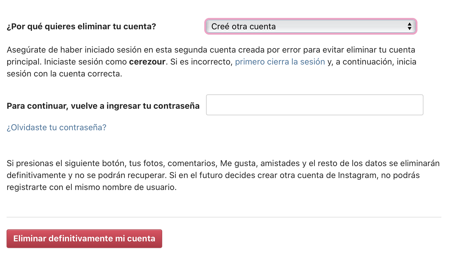 Elimina o desactiva tu cuenta en Instagram - TheFigCo en Español
