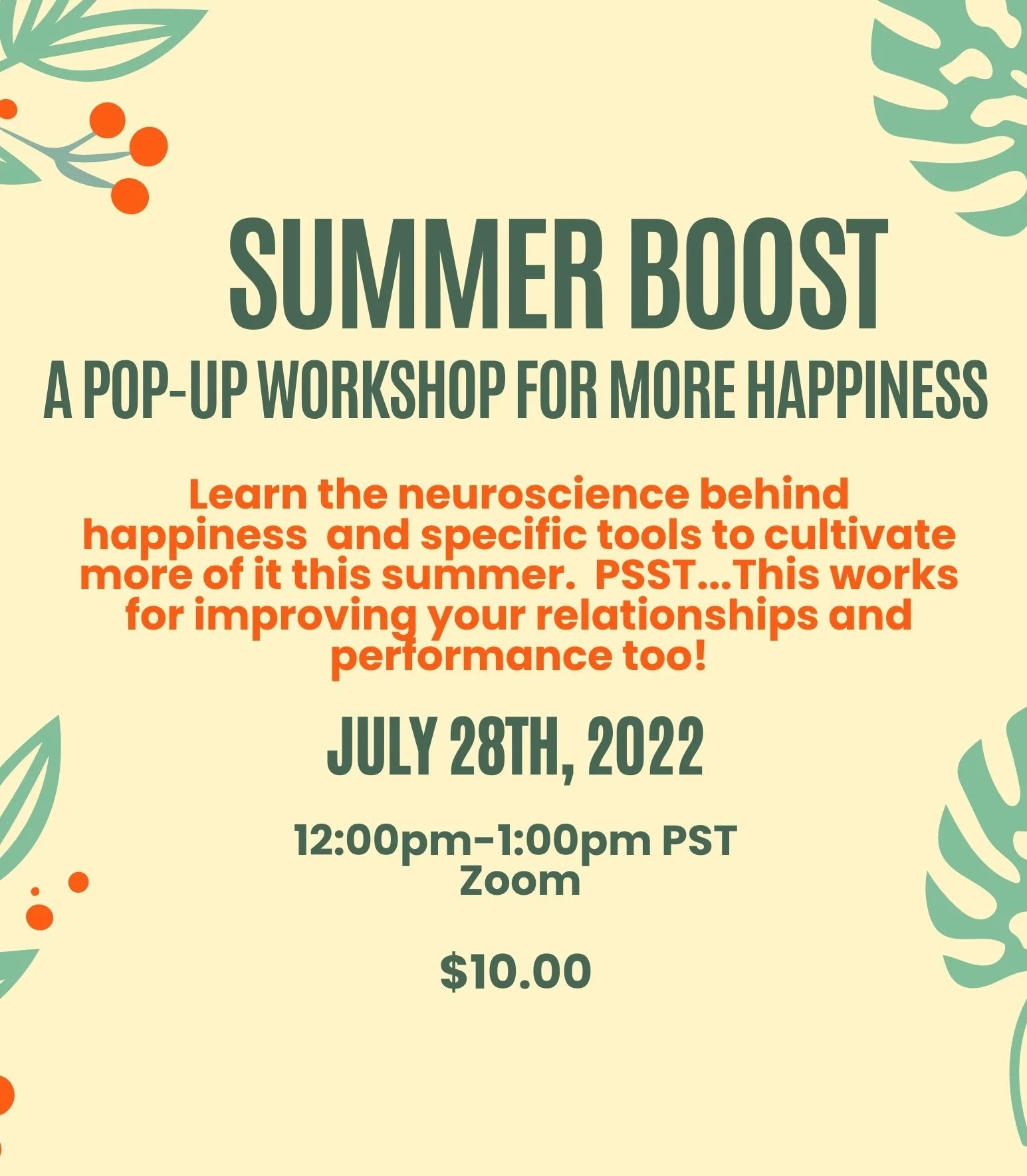 Summer Boost- A Pop-Up Workshop for more Happiness