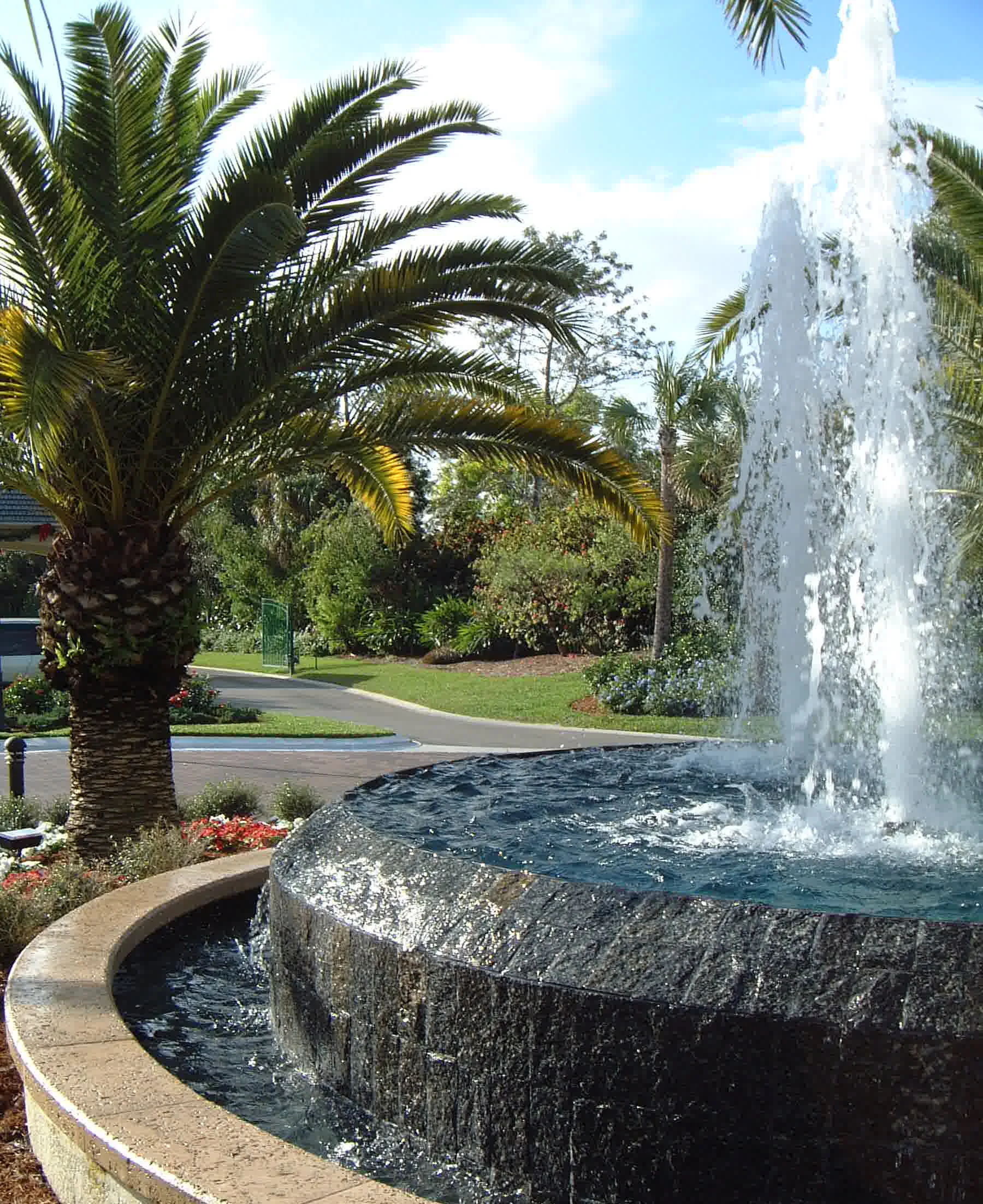  Split face granite material enhance water ripple effect. Community entry fountain design while working for others in 2001. 