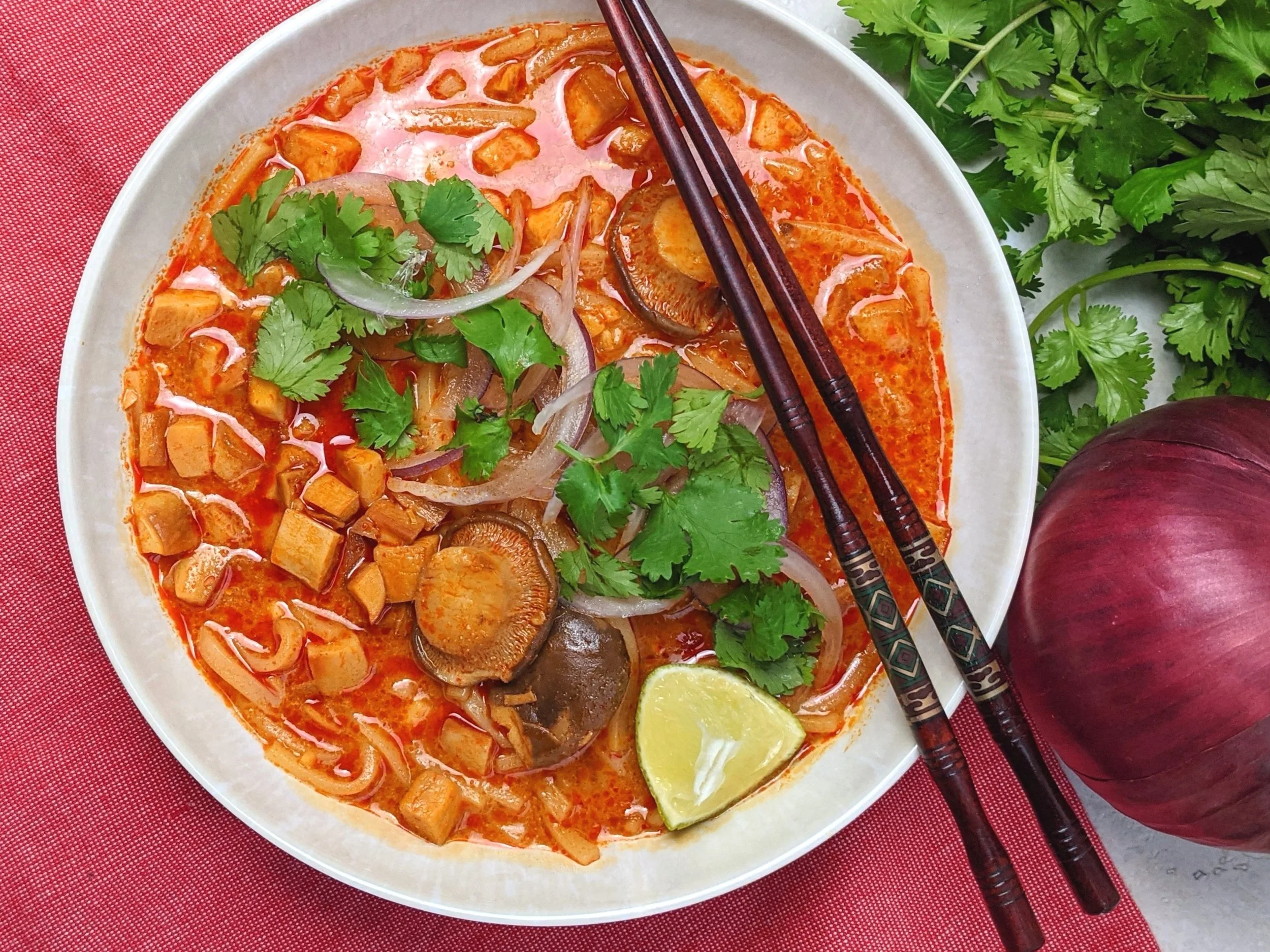 Thai Red Curry Coconut King Trumpet Soup