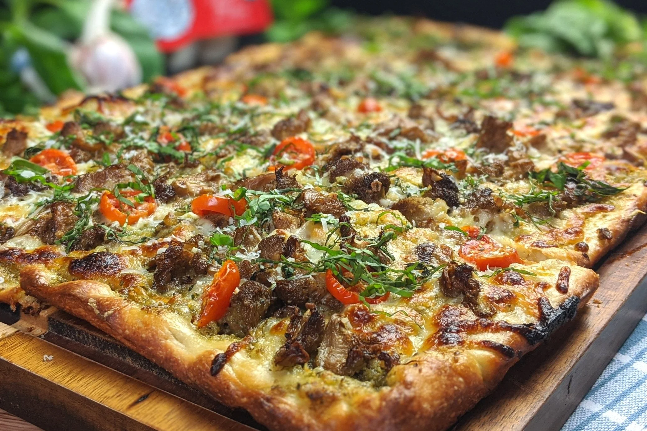 Lion's Mane & Pesto Pan Pizza