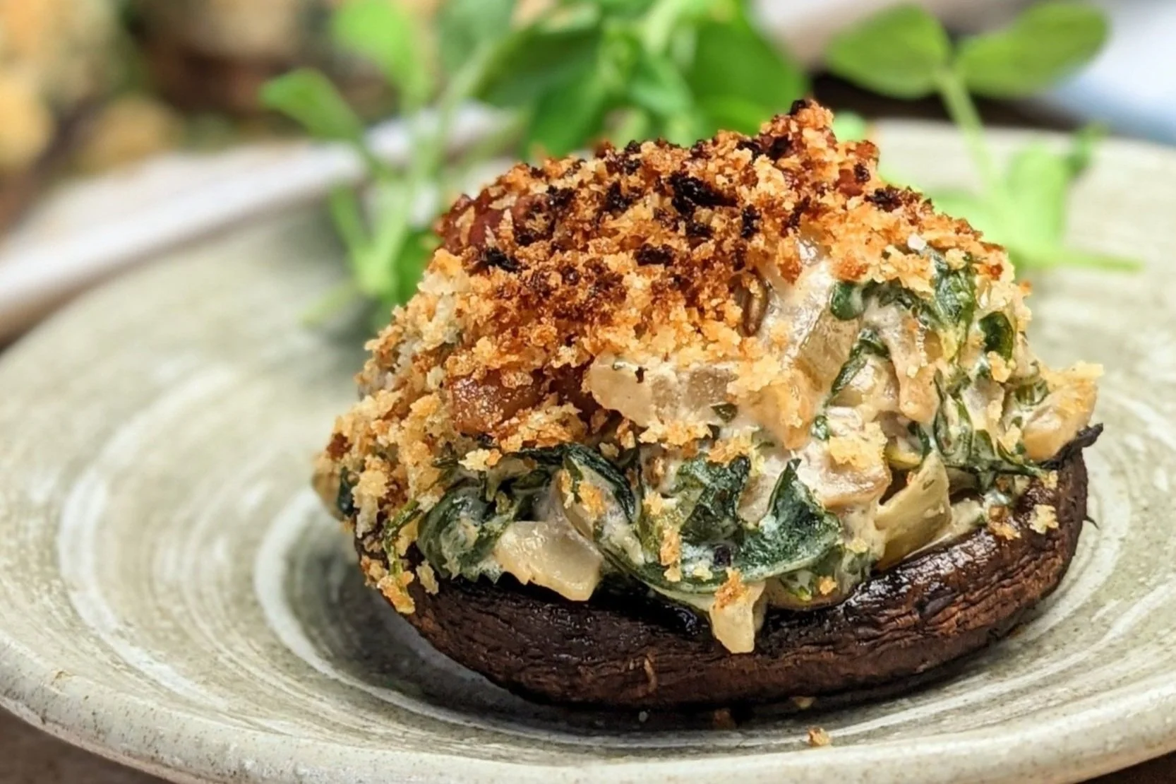 Goat Cheese & Arugula Stuffed Portabella Mushrooms