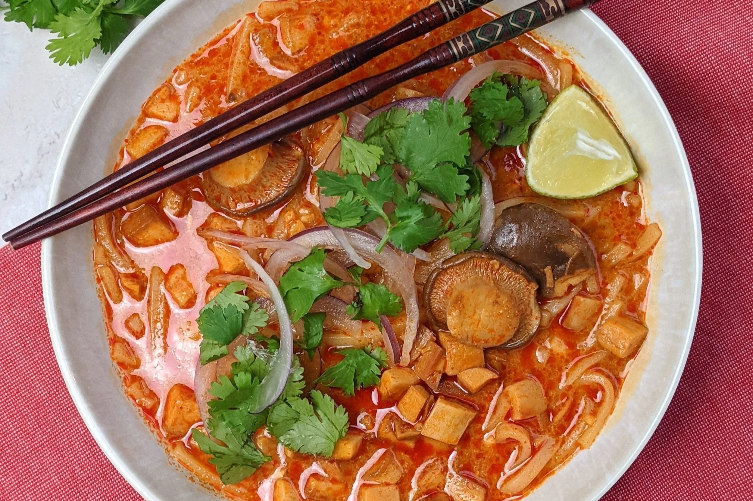 Thai Red Curry Coconut King Trumpet Soup