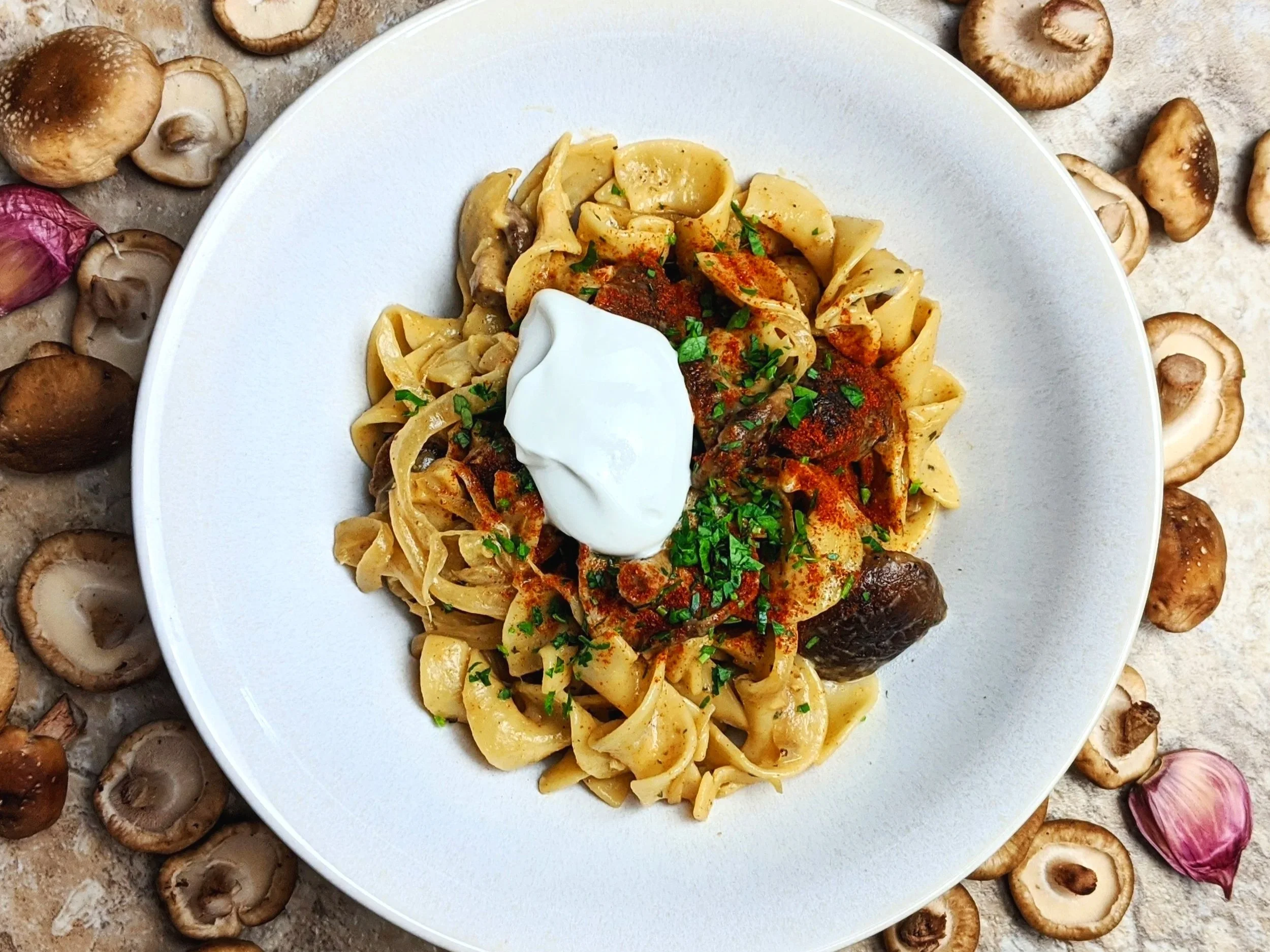 Baby Shiitake Mushroom Stroganoff