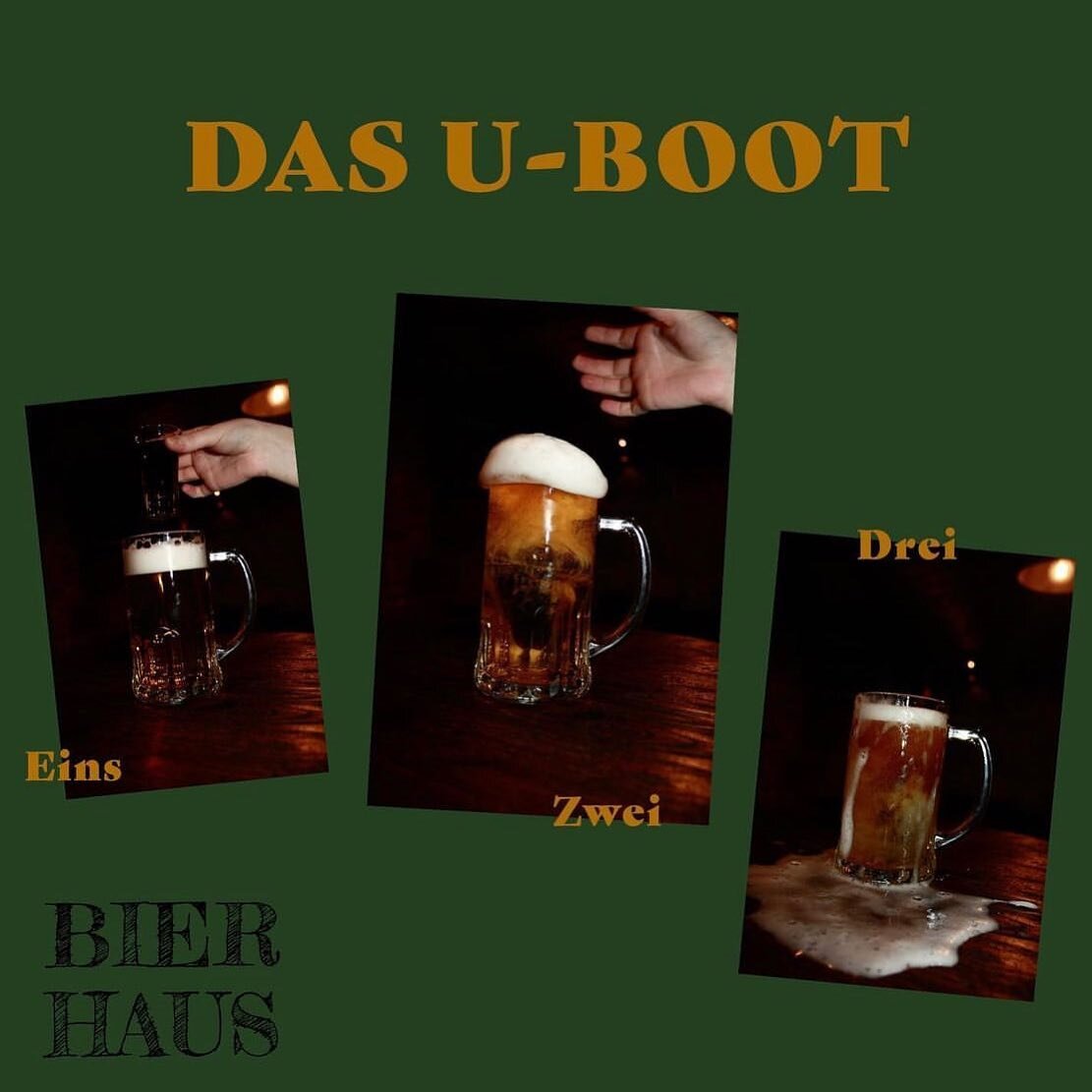 BIER + J&Auml;GER = U-BOOT 🚀🍻💥
Perfekt kombo f&ouml;r att fira in att det &auml;r HELG! 

WILLKOMMEN till Bierhaus! 

#bierhauslkpg #link&ouml;ping #bier #j&auml;germeister #tysk