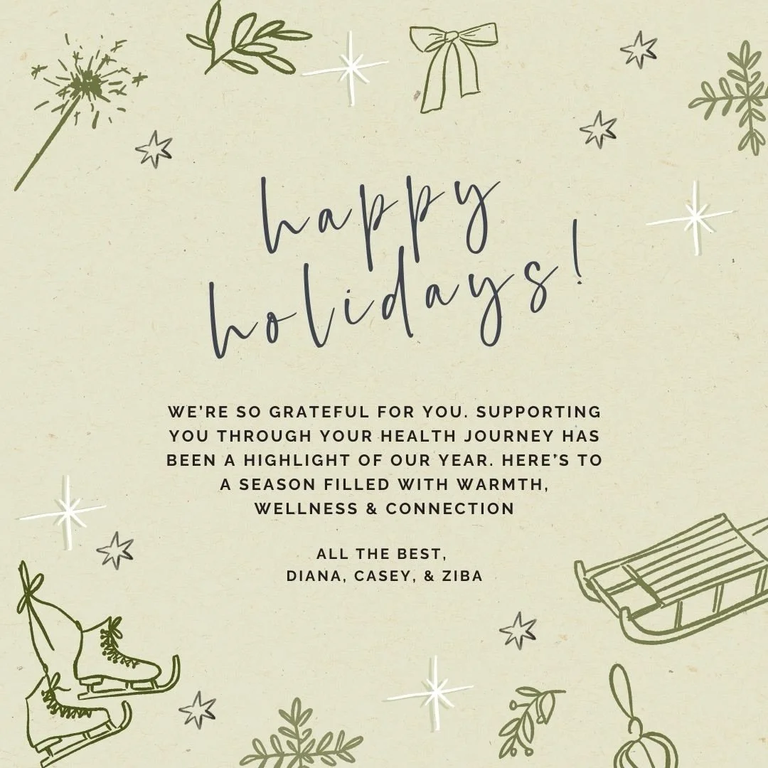 Season&rsquo;s greetings! We&rsquo;re so thankful for this community and the opportunity to walk alongside you on your health journey. Wishing you a holiday season filled with warmth, health, and moments of rest 🤍.