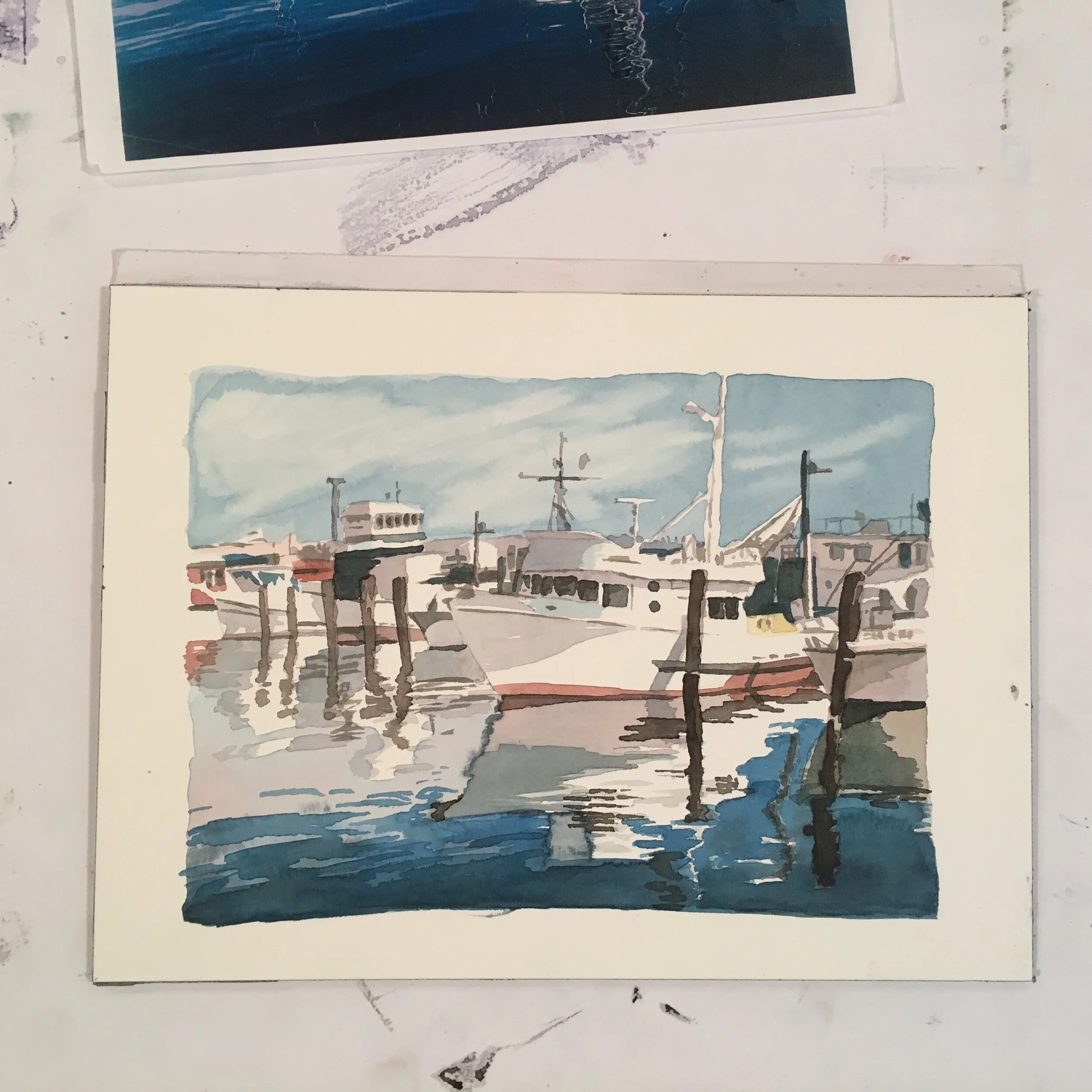 Boat Yard, watercolor, 2017
