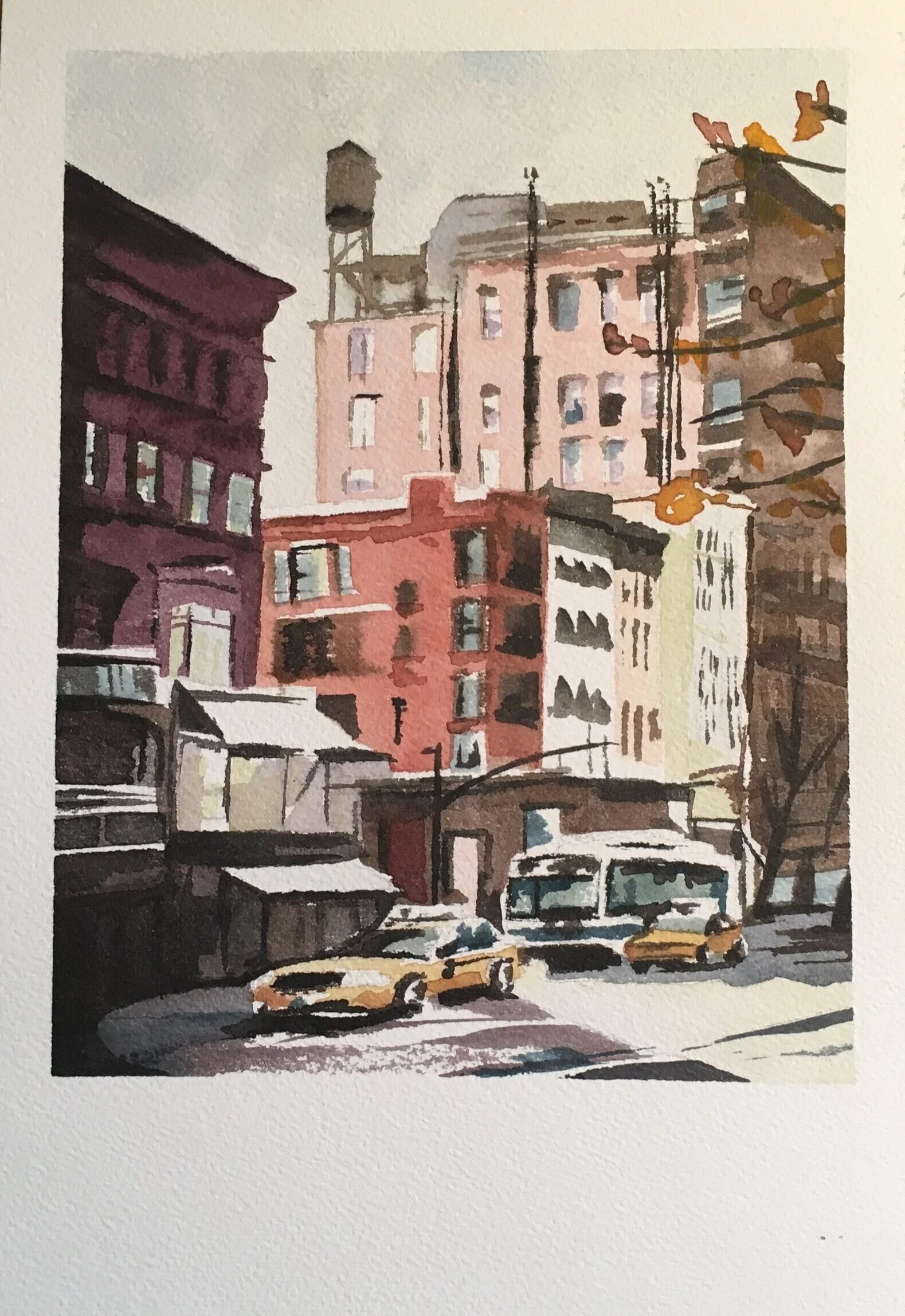 NYC polaroid, watercolor, 2018