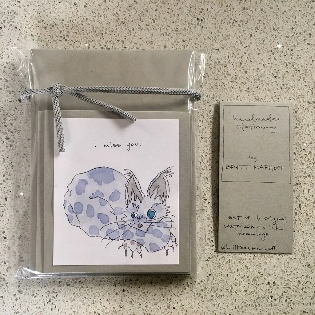 greeting card set, watercolor and ink, 2019