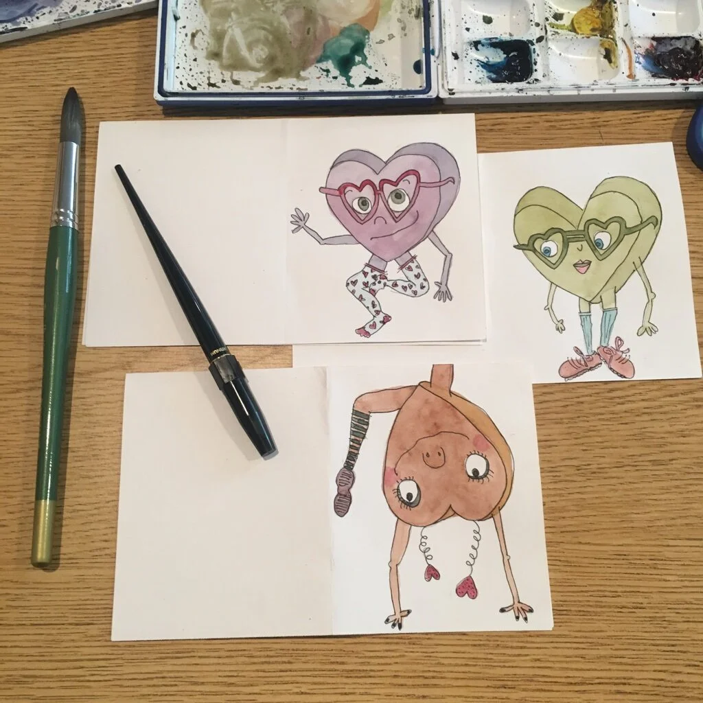 greeting card set, watercolor and ink, 2019