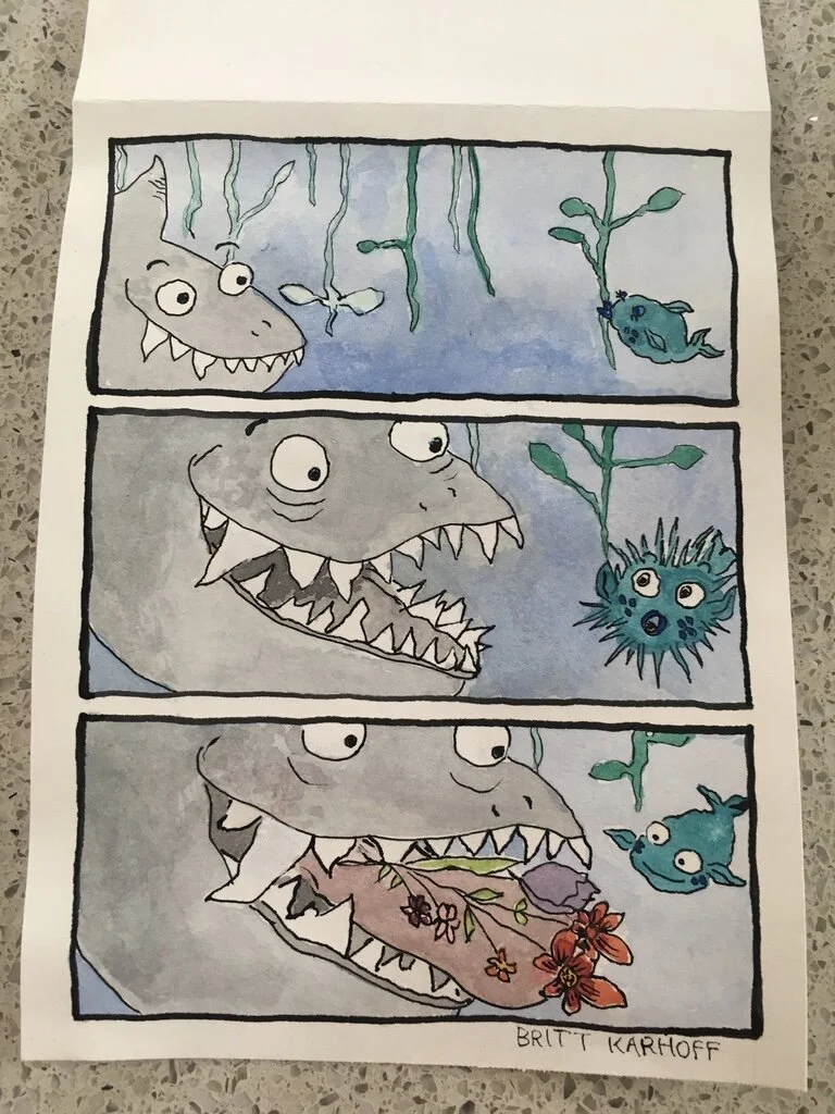 greeting card, watercolor and ink, 2018