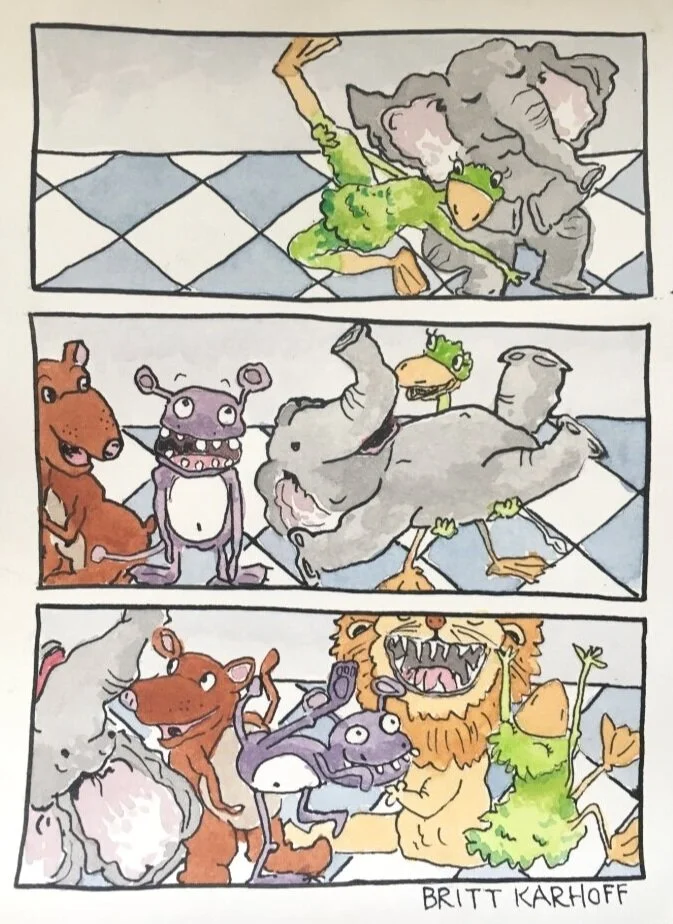 greeting card, watercolor and ink, 2018
