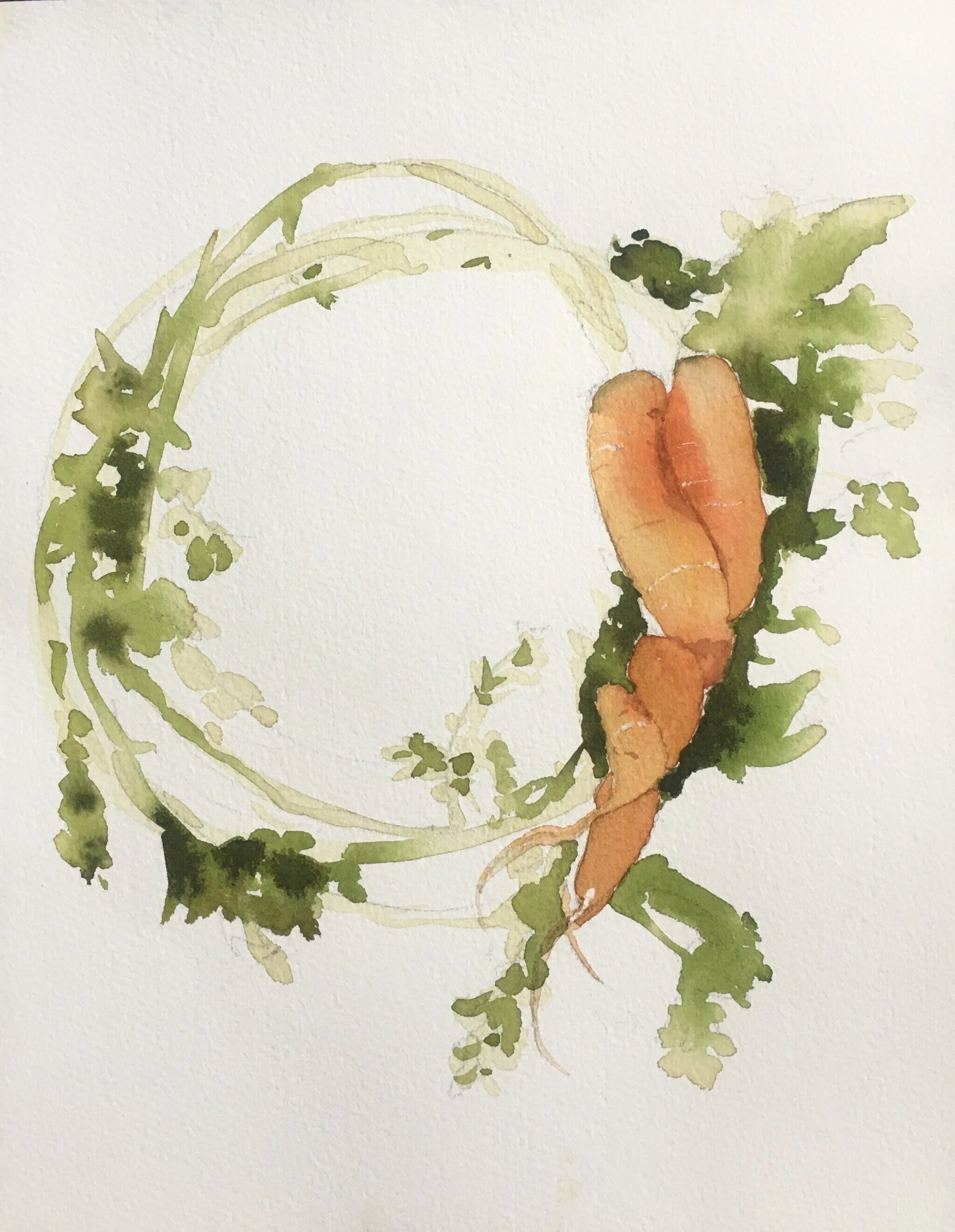 tangled, watercolor, 12" x 9", 2019