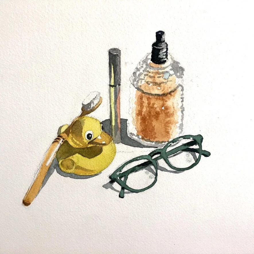 Bath, watercolor, 12" x 8", 2021