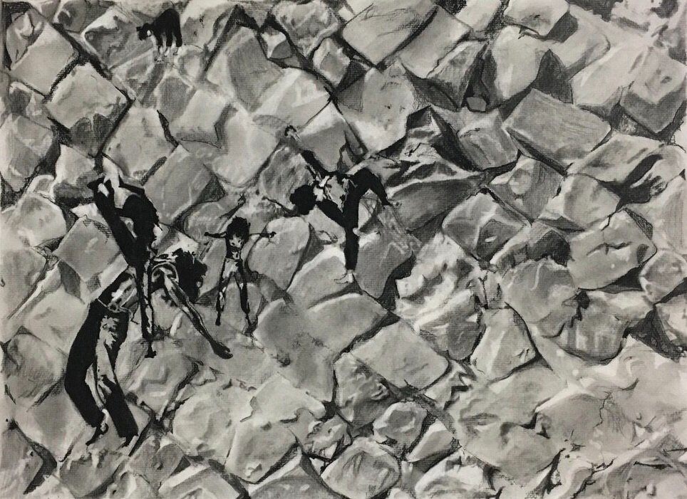 Weathering Time, 2020, 15.5" x 21", charcoal