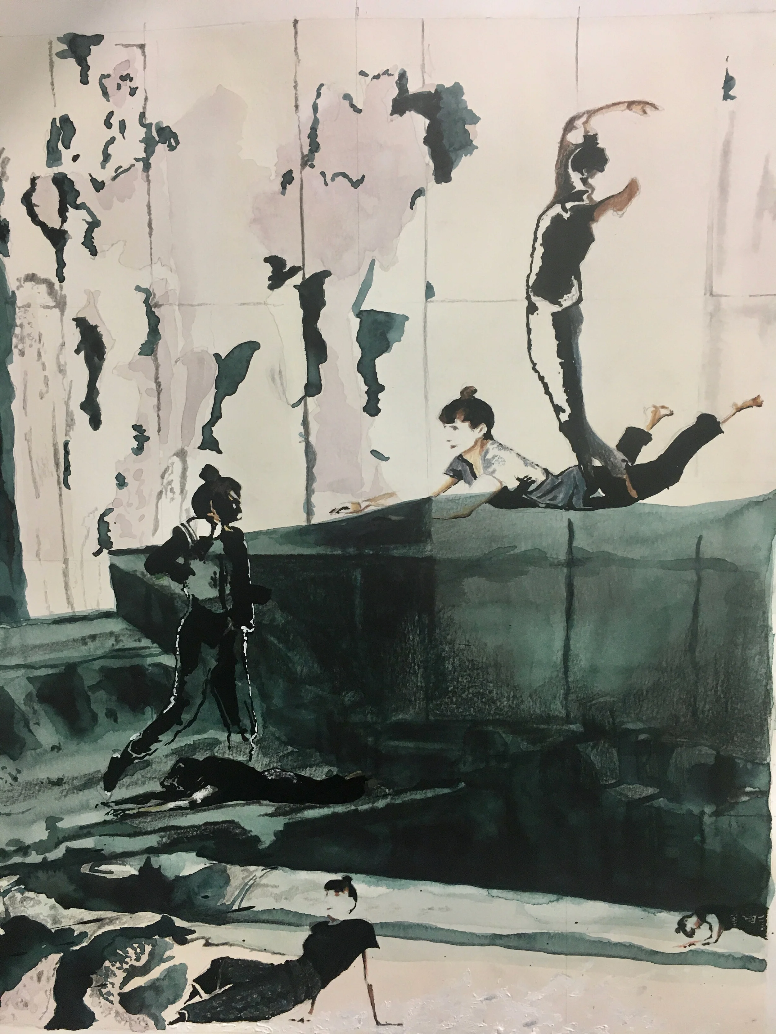 Weathered, 2019, 20" x 16", watercolor and acrylic