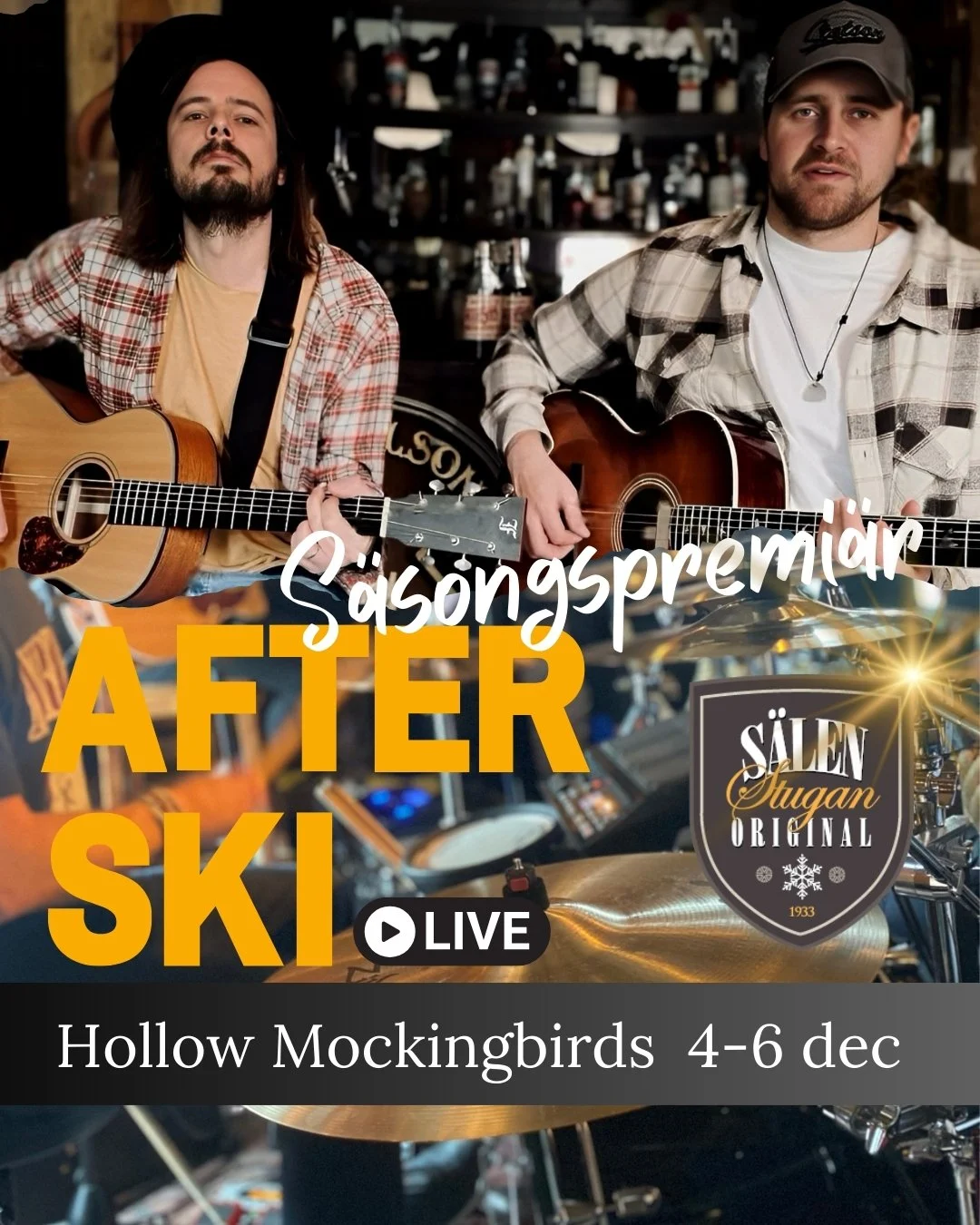 Kom och stampa takten med oss och @hollowmockingbirds och fira in S&Auml;SONGENS F&Ouml;RSTA AFTERSKIER! Torsdag, fredag och l&ouml;rdag. Vem kommer?! 🥳🍻🙌

Boka bord! Se l&auml;nk i Bio 😍➡️

 #afterski #s&auml;lenfj&auml;llen #älskasnö #aftersk