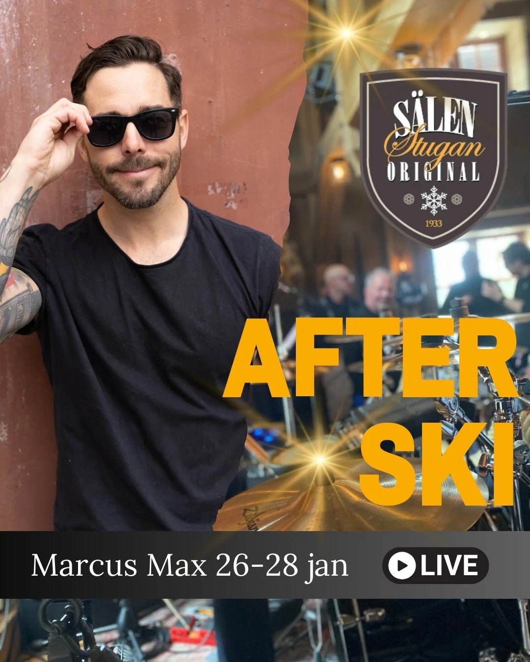 Marcus Max kickar ig&aring;ng veckan p&aring; v&aring;r Afterskiscen. Det ser vi framemot👍🥳!

Bord f&ouml;r lunch och Afterski bokas p&aring; v&aring;r hemsida, se l&auml;nk i Bio🤎🧡

@marcusmaxmusic #afterski #s&auml;len #sälenfjällen #s&auml;l