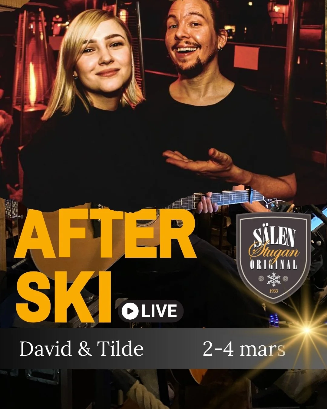 Str&aring;lande sol p&aring; fj&auml;llet denna m&aring;ndagsmorgon, fin start p&aring; veckan☀️! 
M&aring;ndag-onsdag har vi David och Tilde p&aring; Afterskiscenen, det blir skoj😍.

Det finns lite lediga bord under veckan, in och boka p&aring; hem