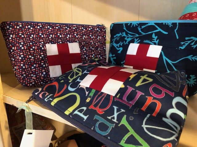 Hand quilted Ouch Pouch zip top bags