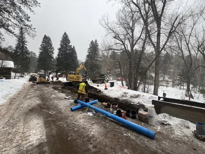 Laying new pipe in Beulah despite the frozen ground