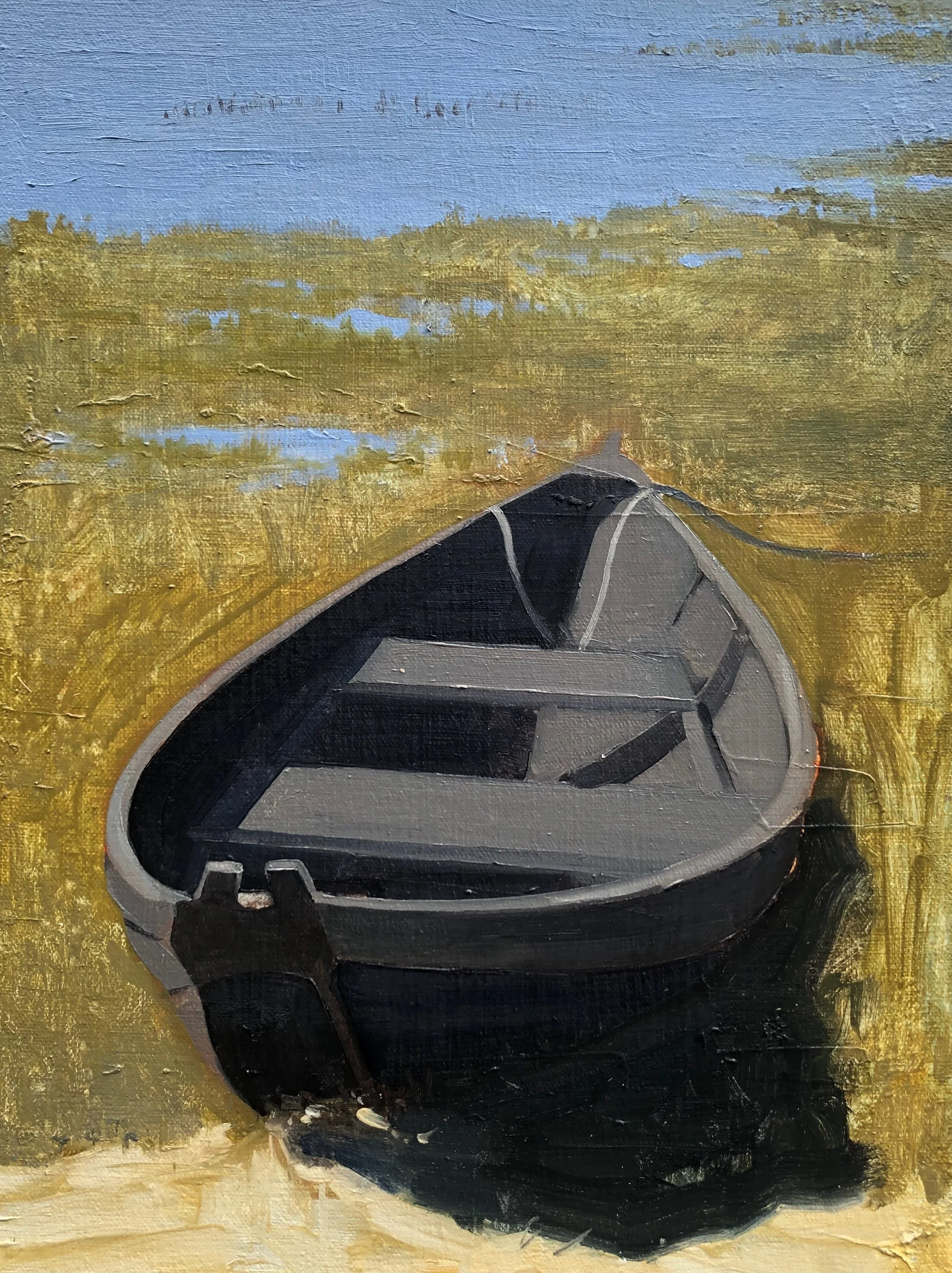 Black Boat, 2025, oil on canvas, 16 x 12 in