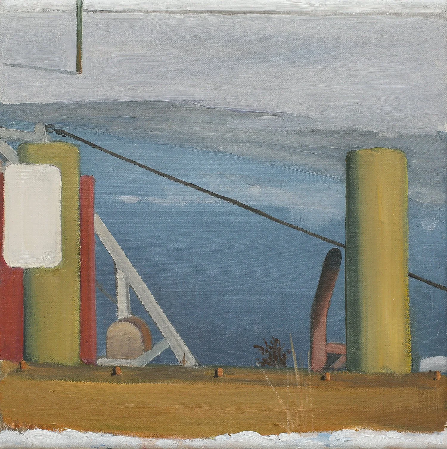At Dock, oil on canvas, 2026, 14 x 14 in.
