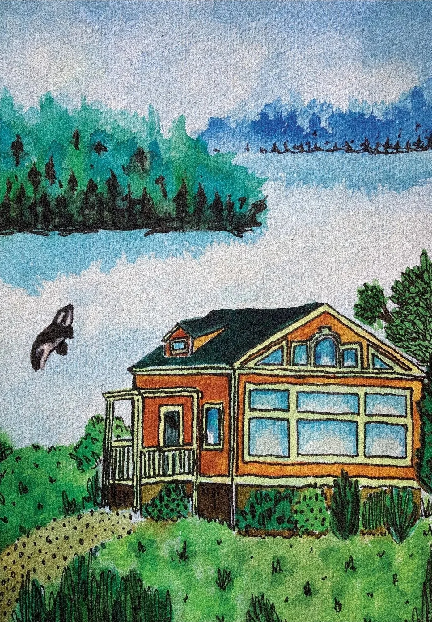 Front design of a postcard for a window washing company