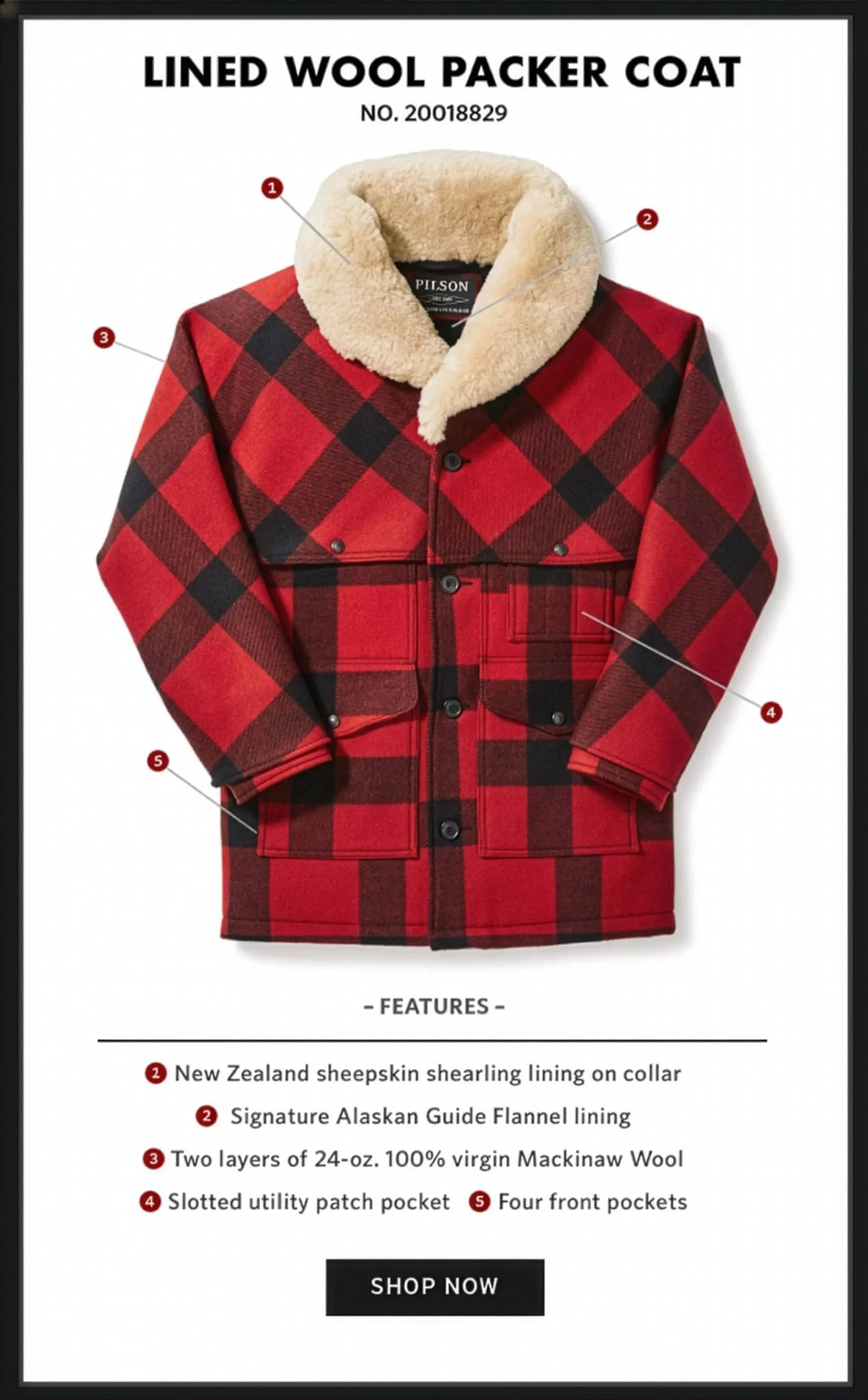 the front image of the Lined Wool Packer laid flat