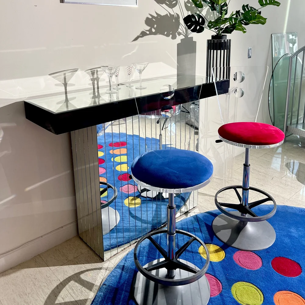 Haziza Lucite barstools custom upholstery sold as a pair I Luv Lucite Vintage Furniture Art Based in Los Angeles