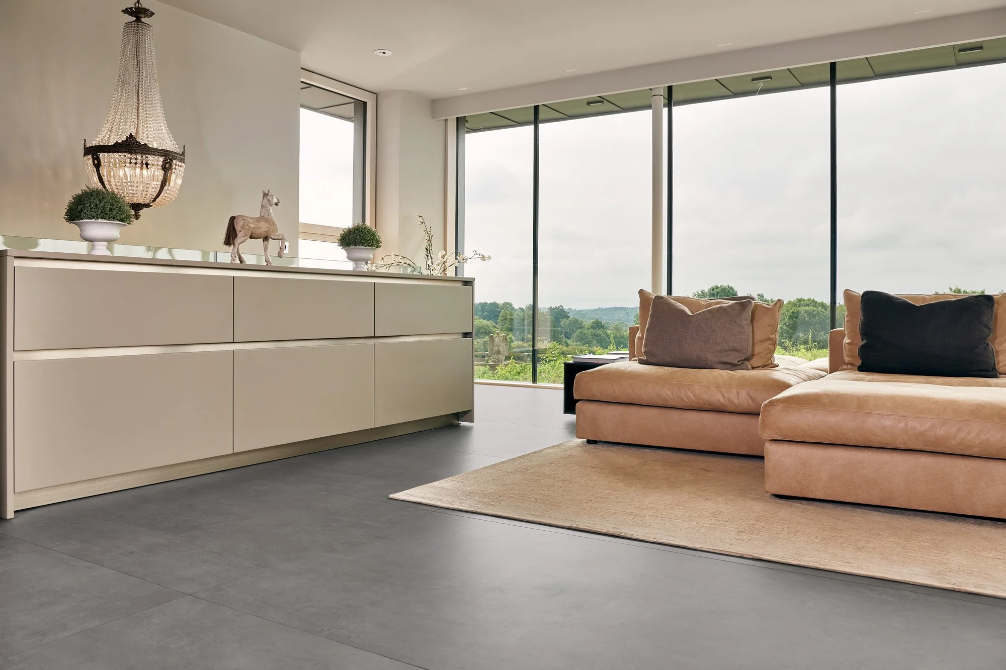 Elegant concrete effect tile with a smooth matte appearance.