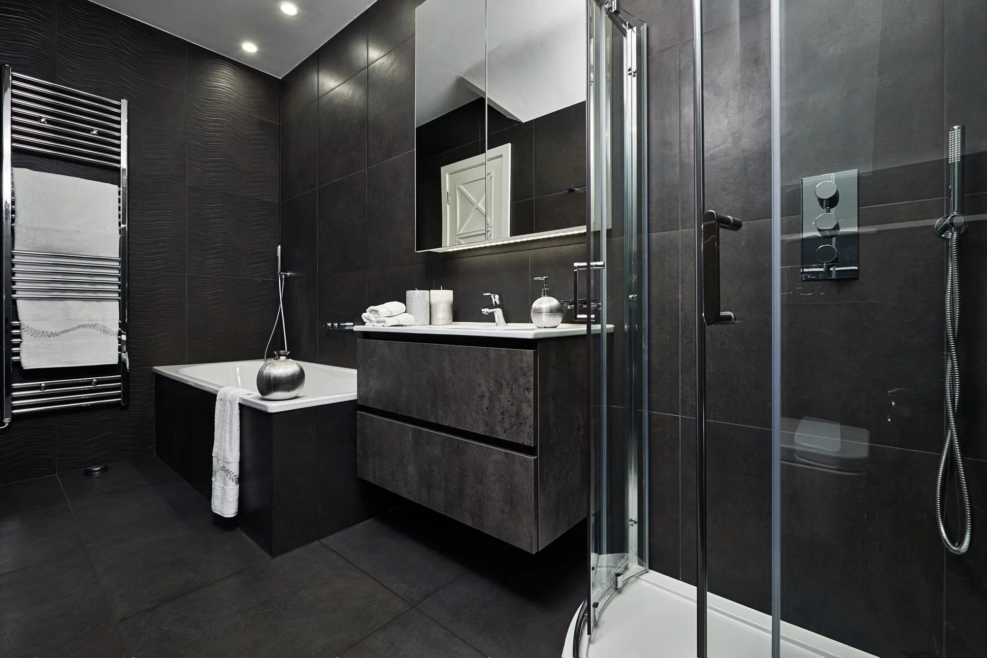 Urban-style concrete look tile with a refined, modern finish.