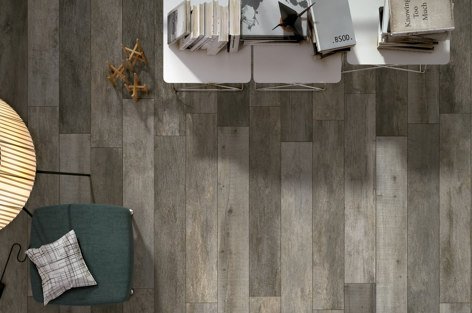 Wood effect porcelain tile combining natural appearance with low maintenance durability.