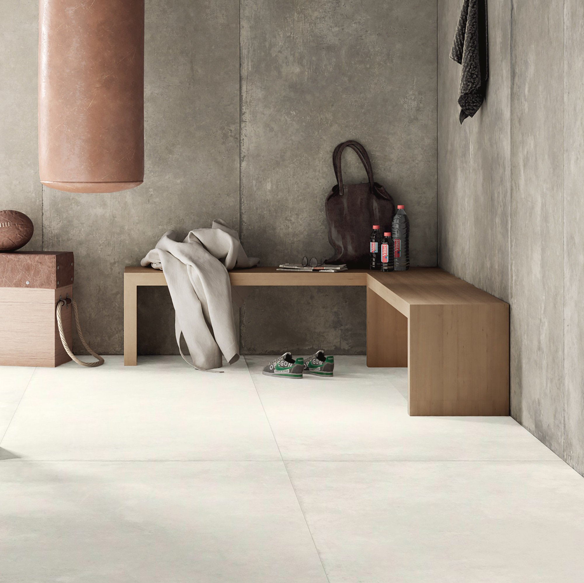 Luna Off-White concrete look porcelain tile with matte finish for floor and wall